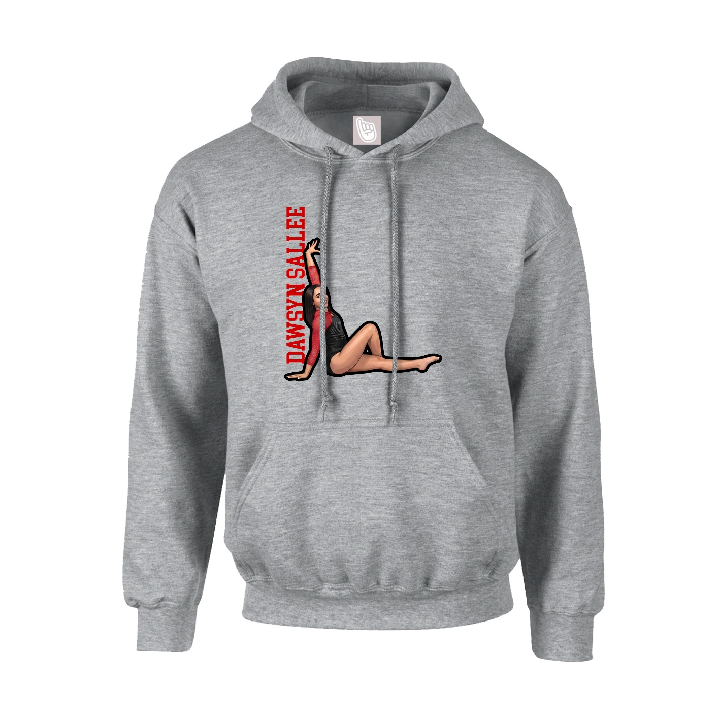 Hoodie — Name Vertical in Grey