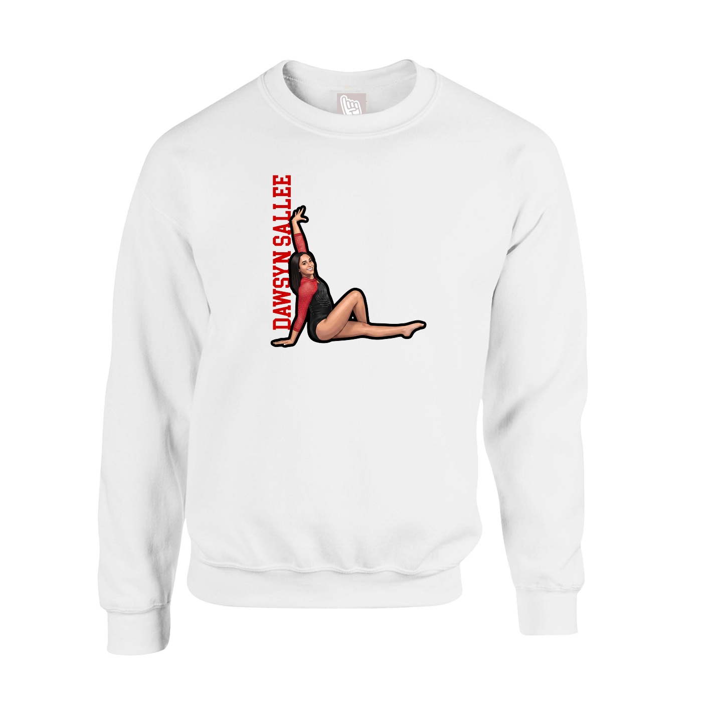 Fleece Crew — Name Vertical in White