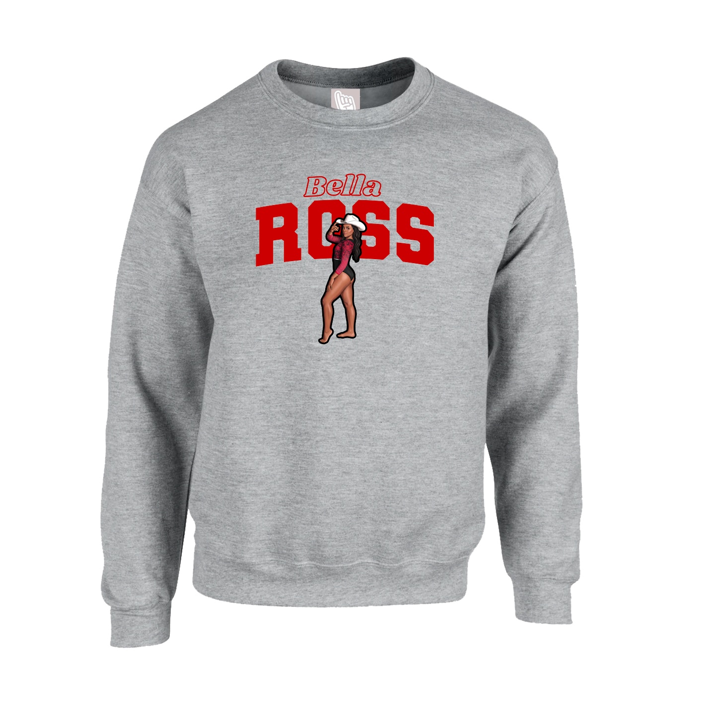 Fleece Crew — Name Arch in Grey