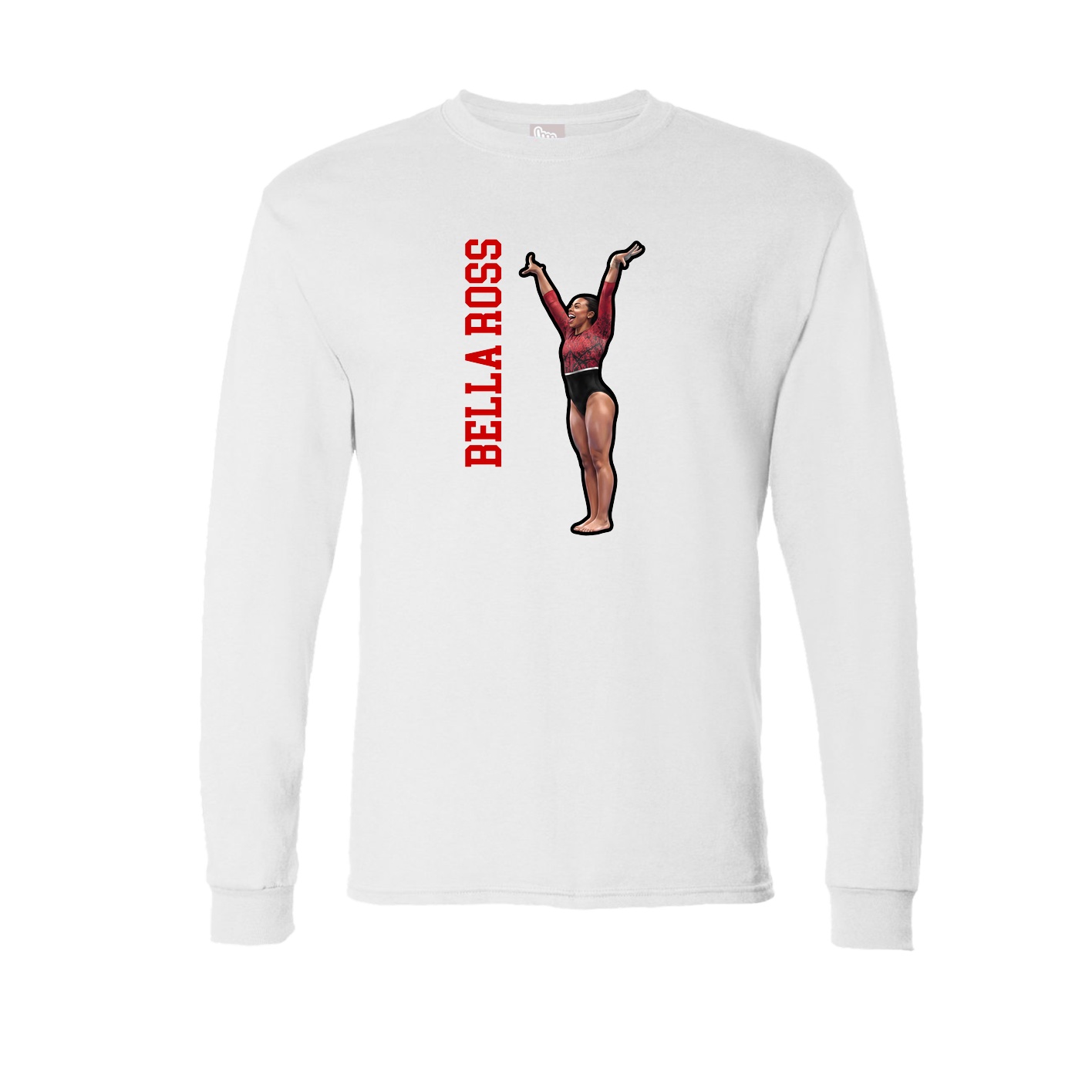 Long Sleeve Tee — Name Vertical in White