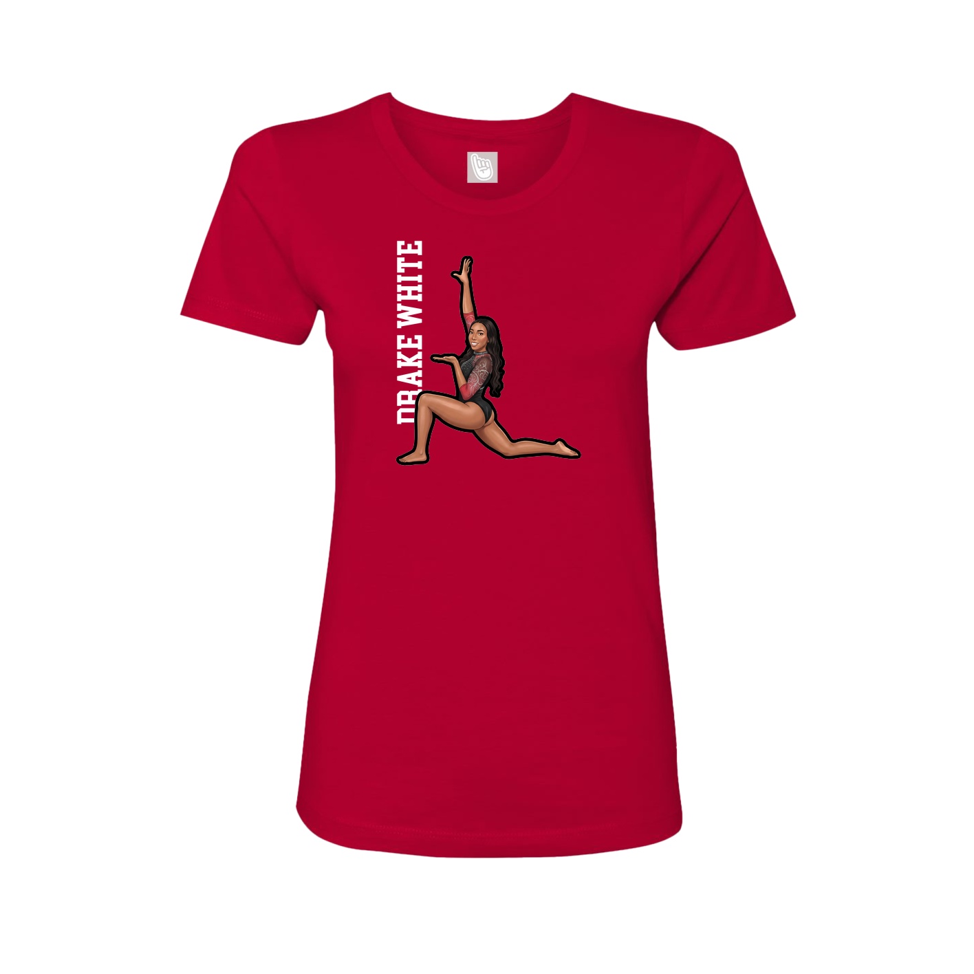 Fitted Women's Tee — Name Vertical in Red
