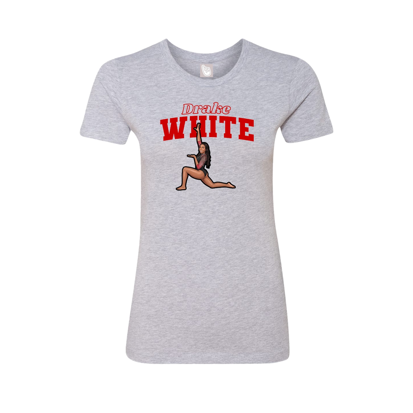 Fitted Women's Tee — Name Arch in Grey