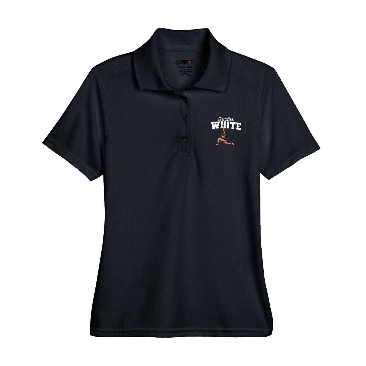 Womens Performance Polo — Name Arch in Black