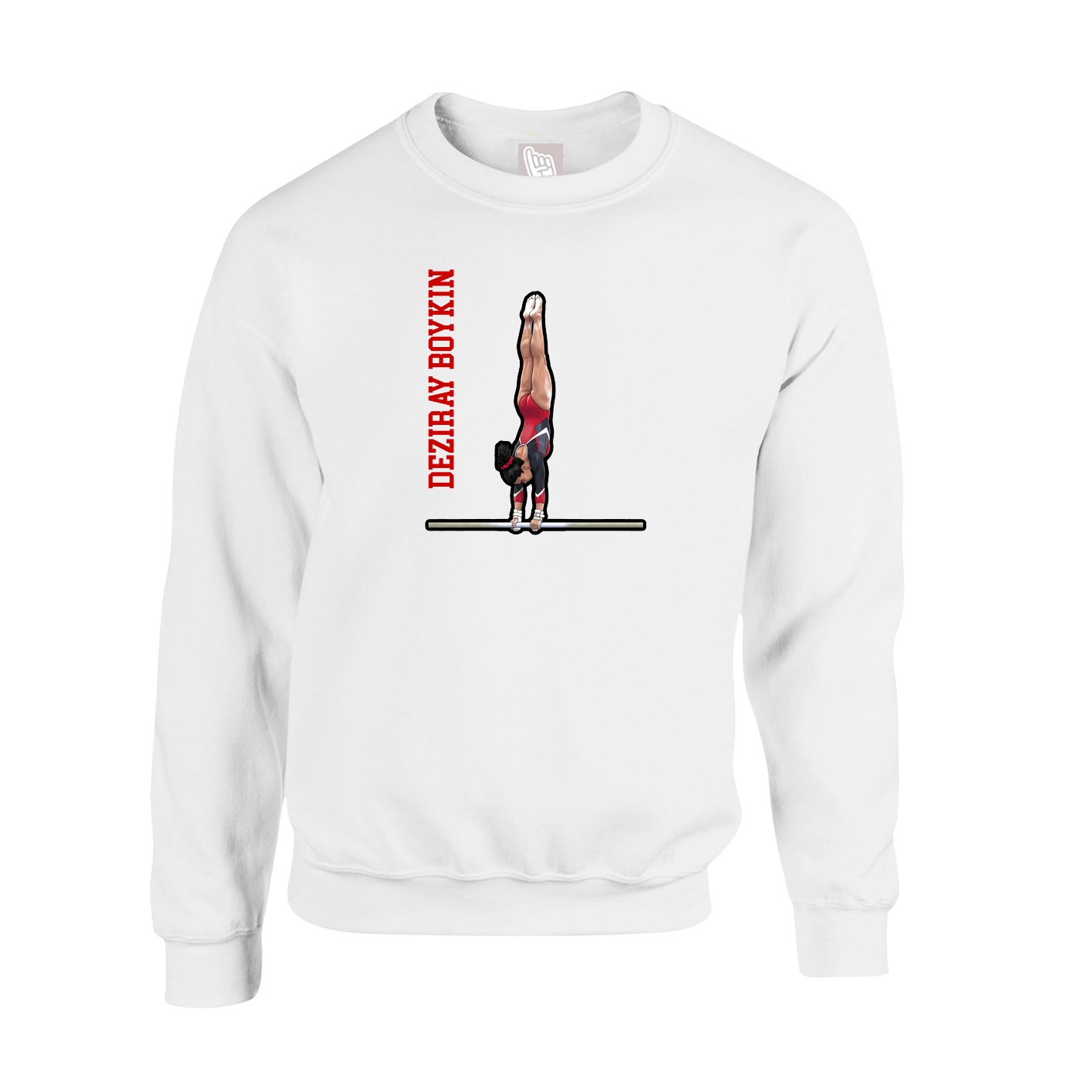 Fleece Crew — Name Vertical in White