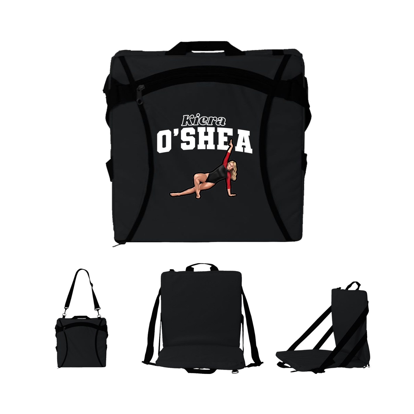 Folding Stadium Seat — Name Arch in Black