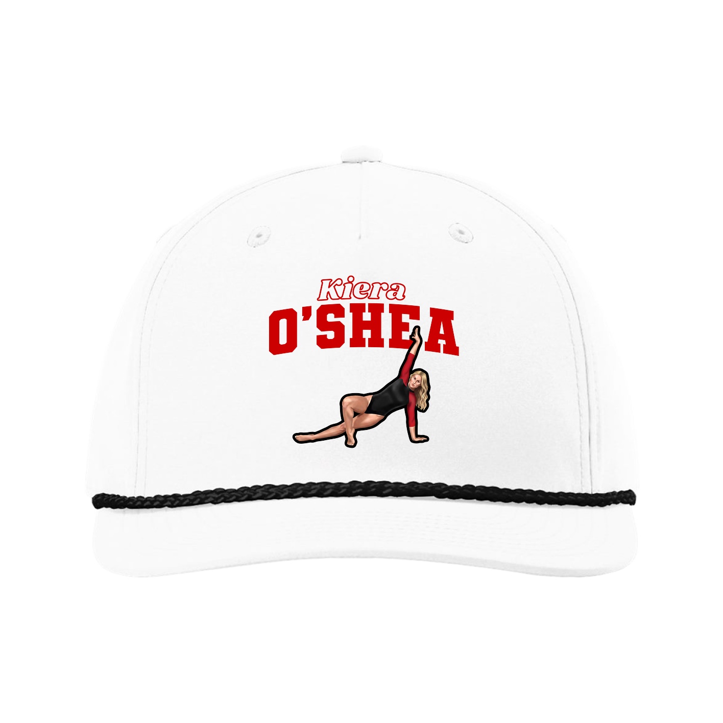 Five-Panel Classic Rope Cap — Name Arch in White