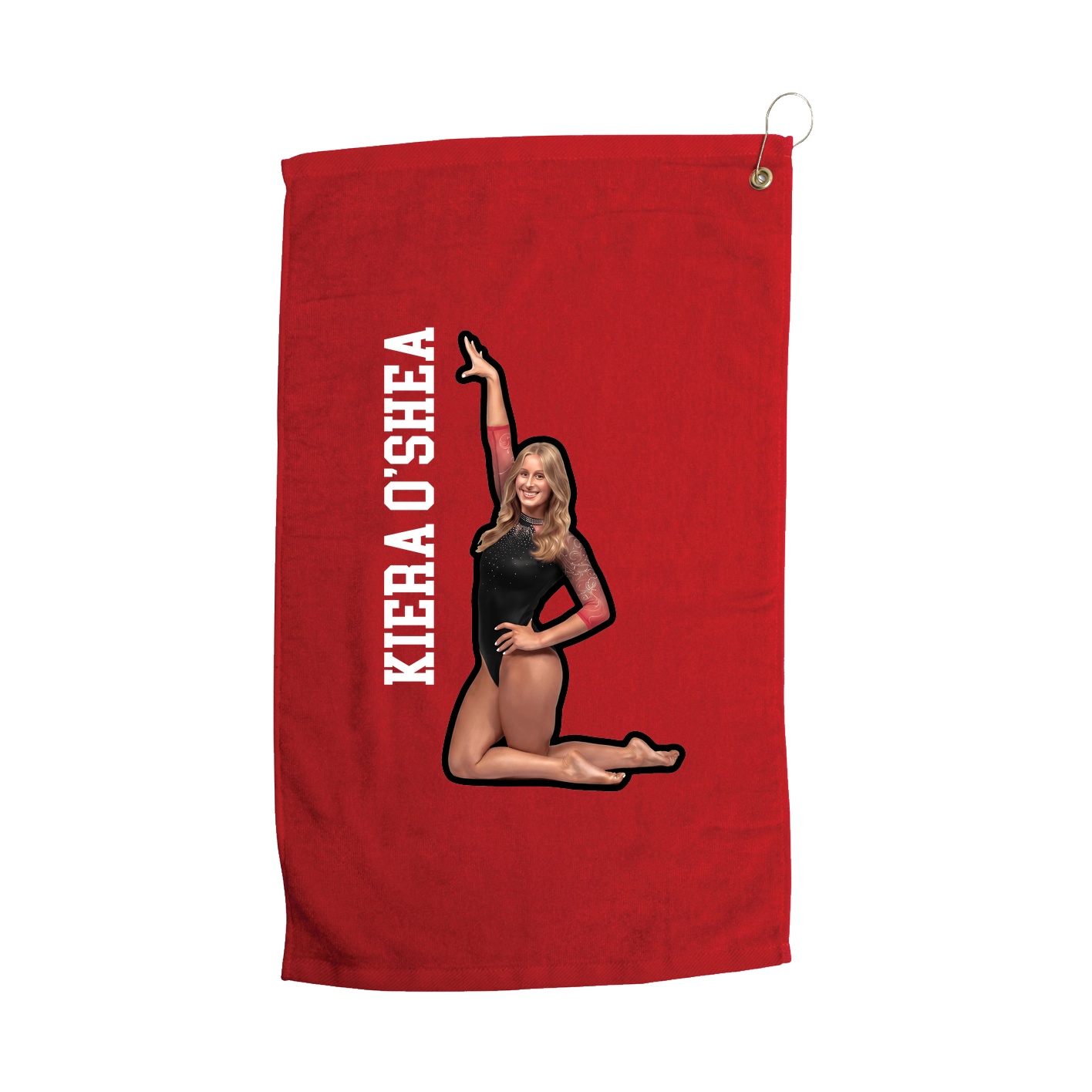 Golf Towel — Name Vertical in Red