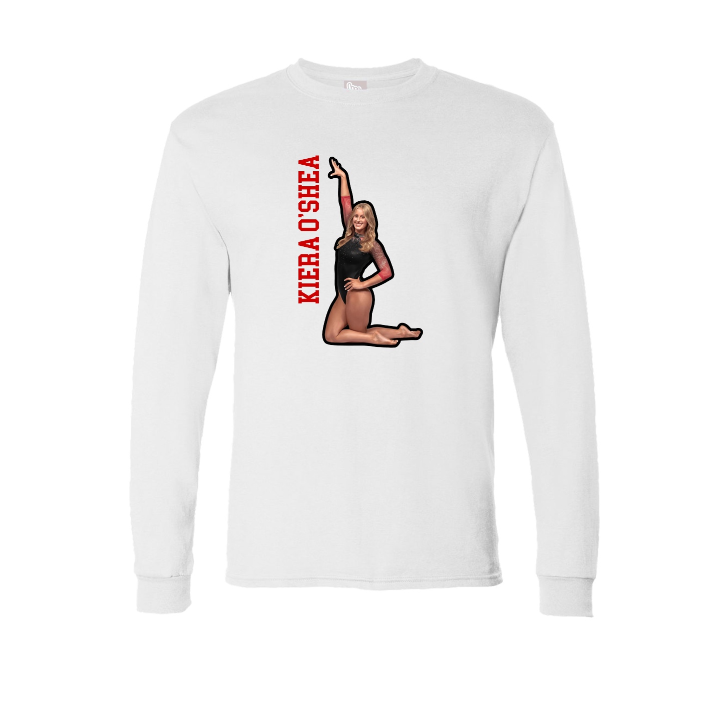 Long Sleeve Tee — Name Vertical in White