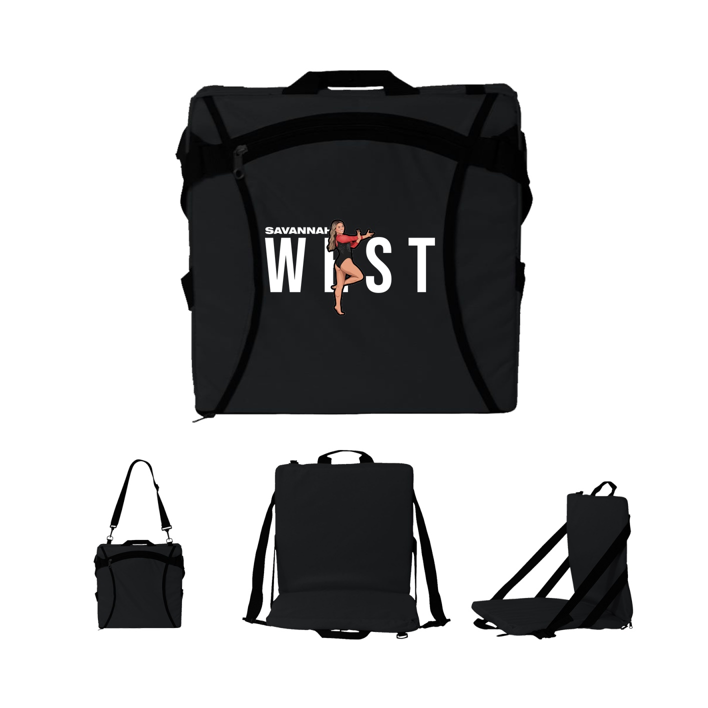 Folding Stadium Seat — Player Name in Black