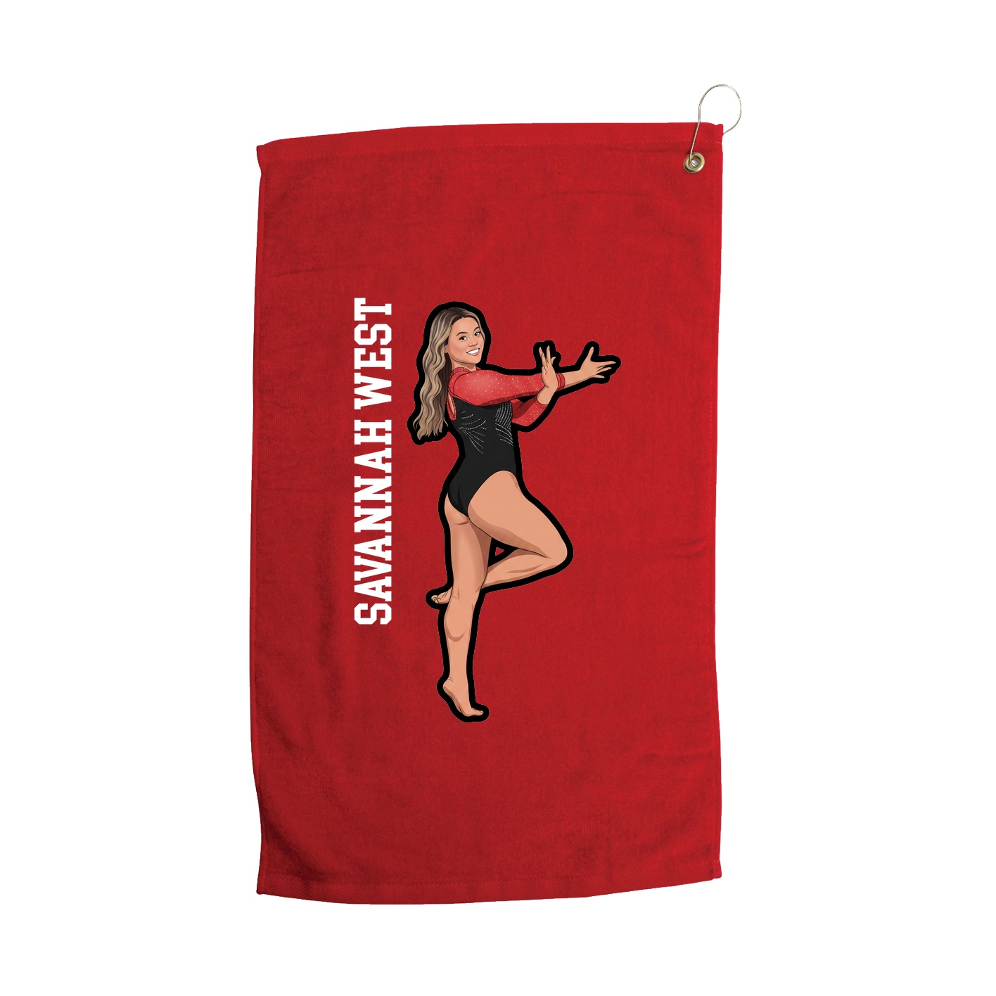 Golf Towel — Name Vertical in Red