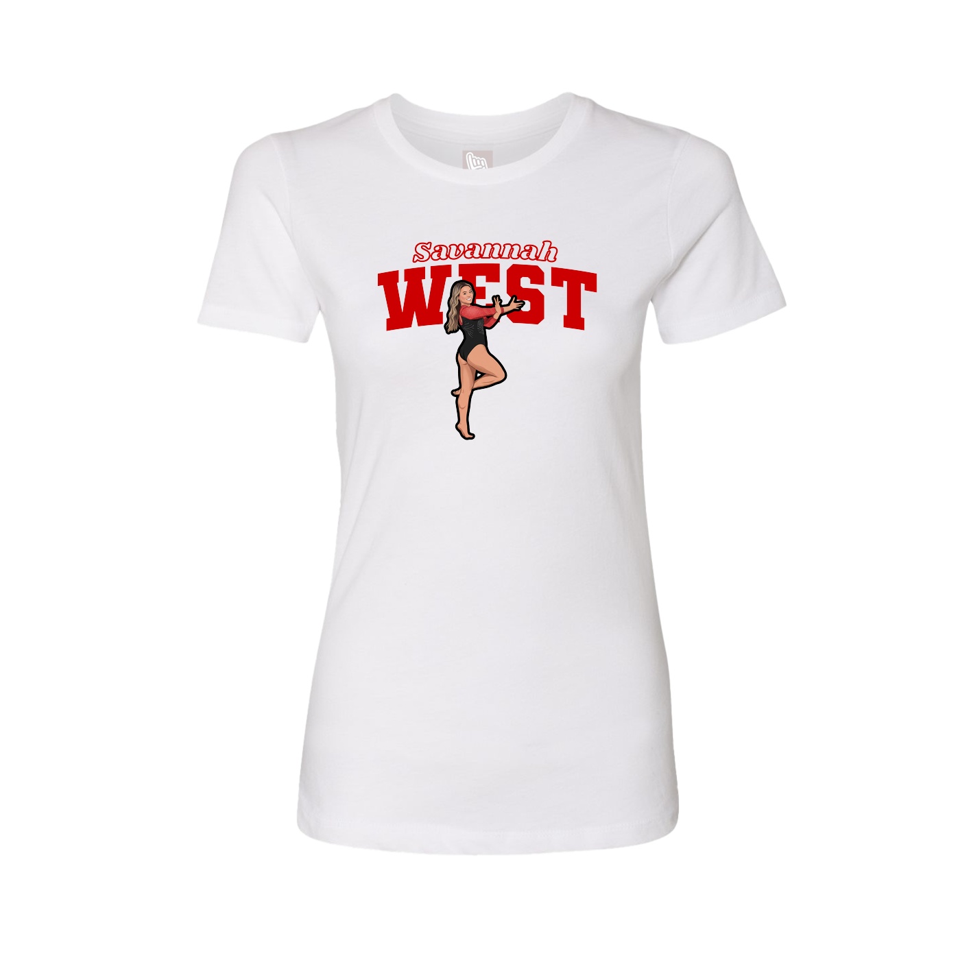 Fitted Women's Tee — Name Arch in White