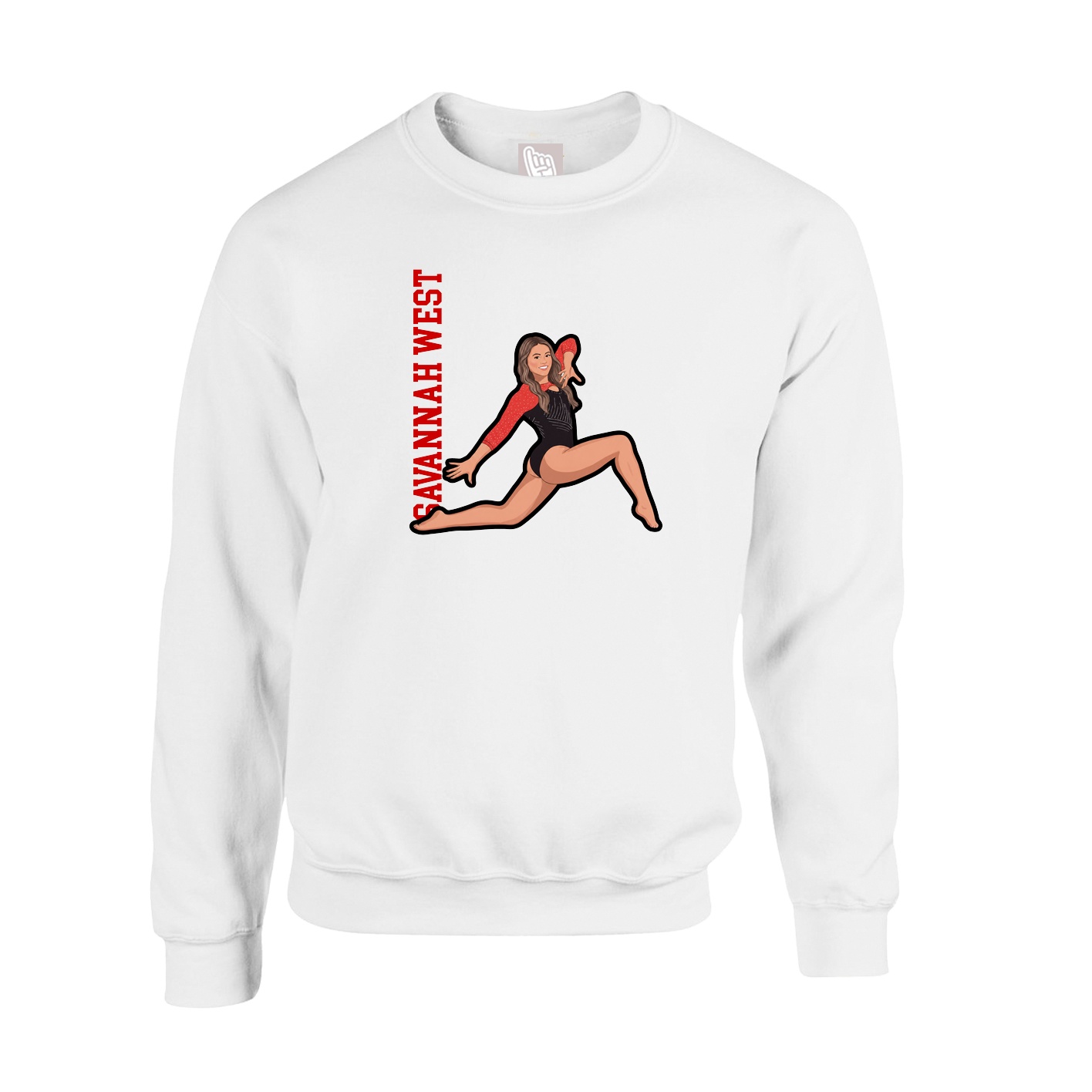 Fleece Crew — Name Vertical in White