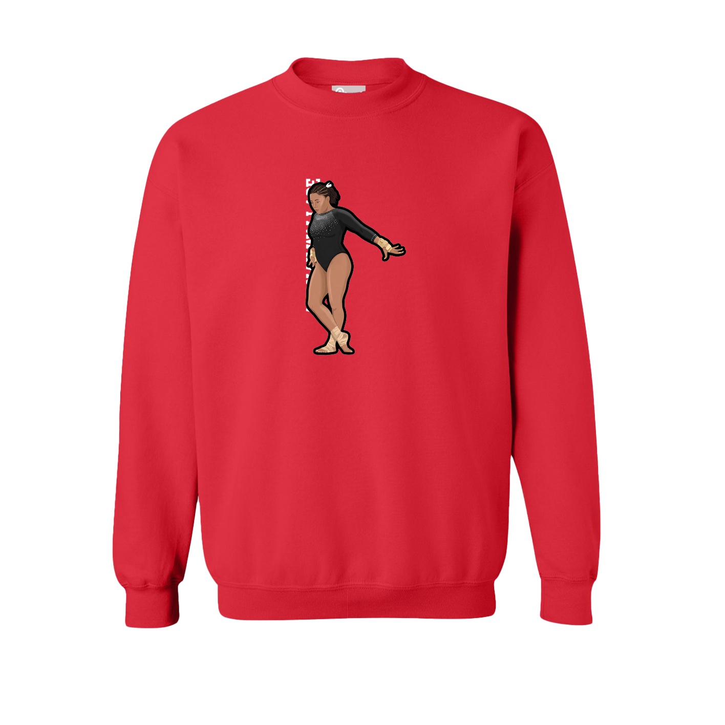Fleece Crew — Name Vertical in Red