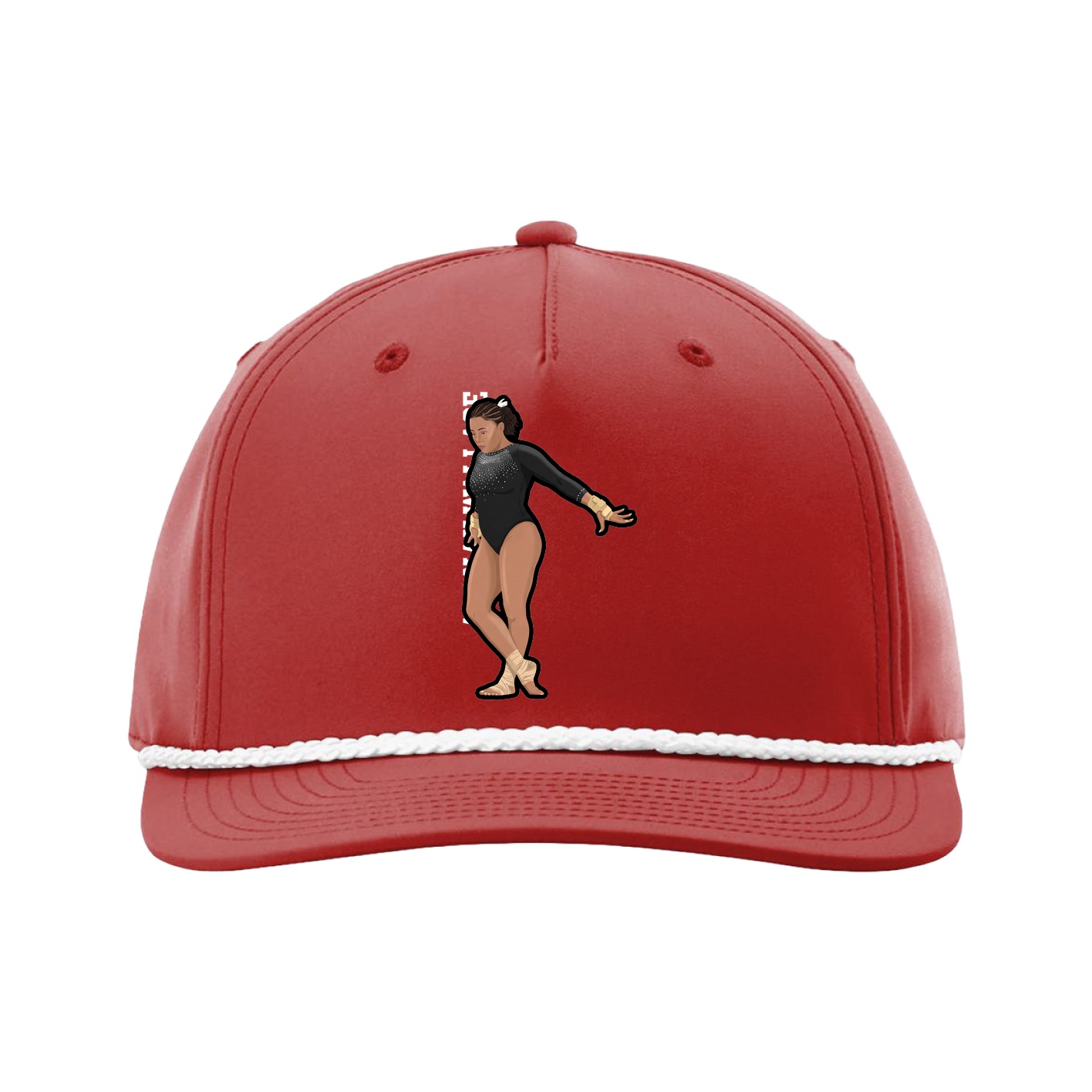 Five-Panel Classic Rope Cap — Name Vertical in Red