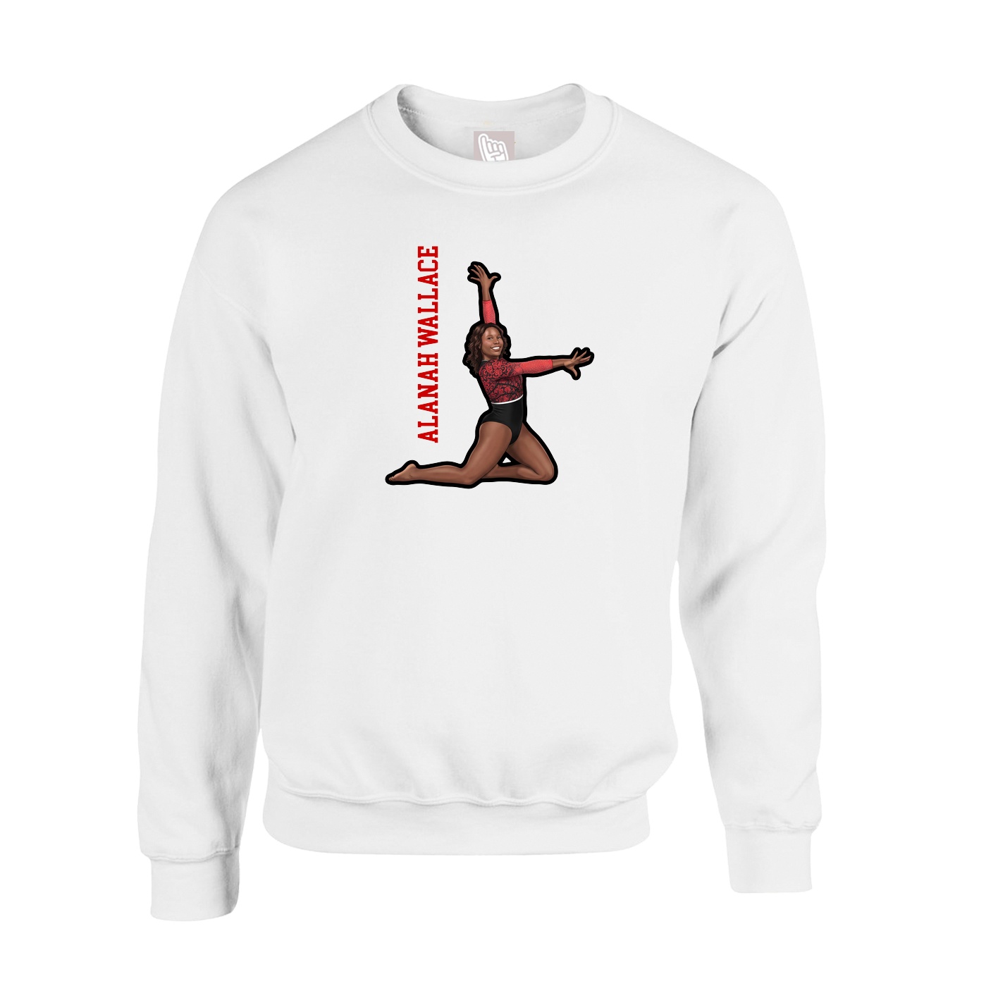 Fleece Crew — Name Vertical in White