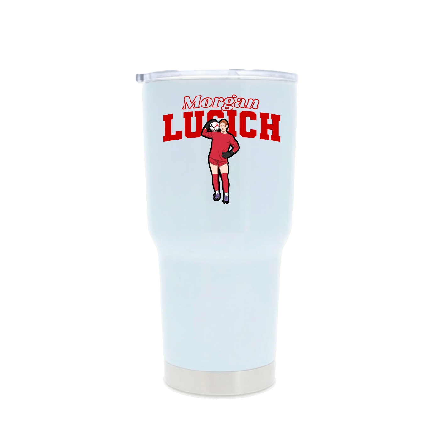 30oz Stainless Steel Tumbler — Name Arch in White