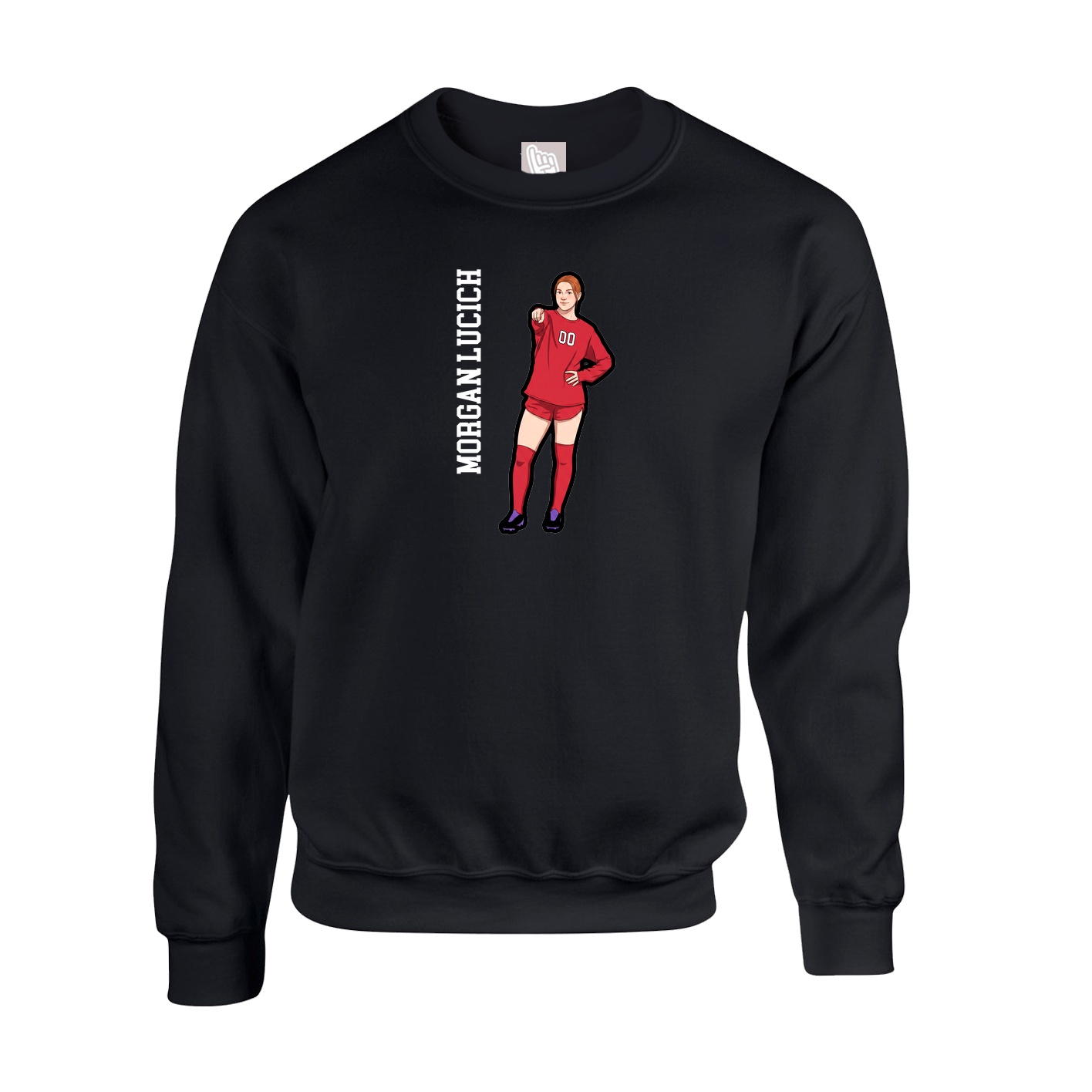 Fleece Crew — Name Vertical in Black