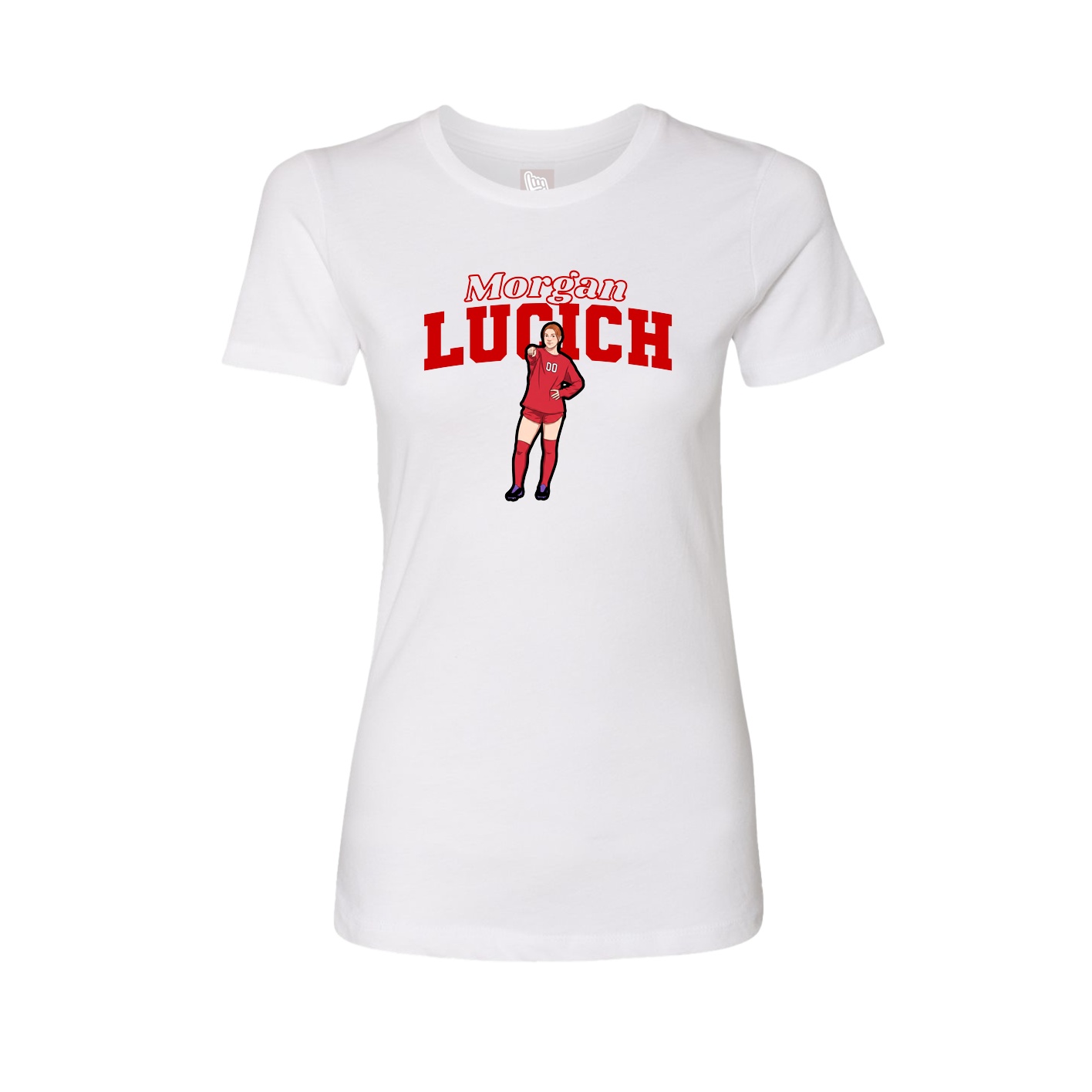 Fitted Women's Tee — Name Arch in White