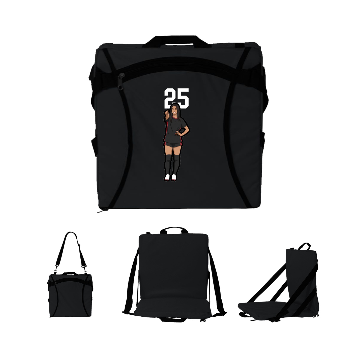 Folding Stadium Seat — Number Top in Black