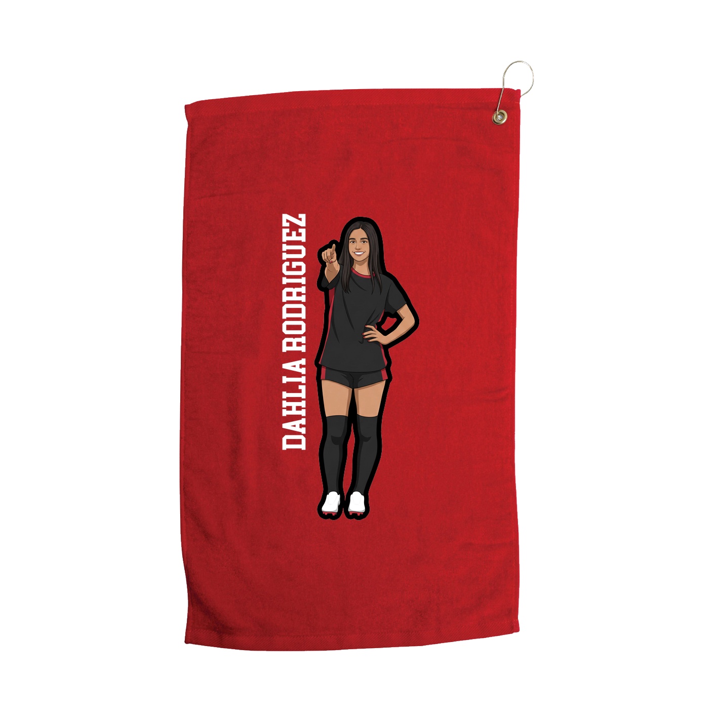 Golf Towel — Name Vertical in Red