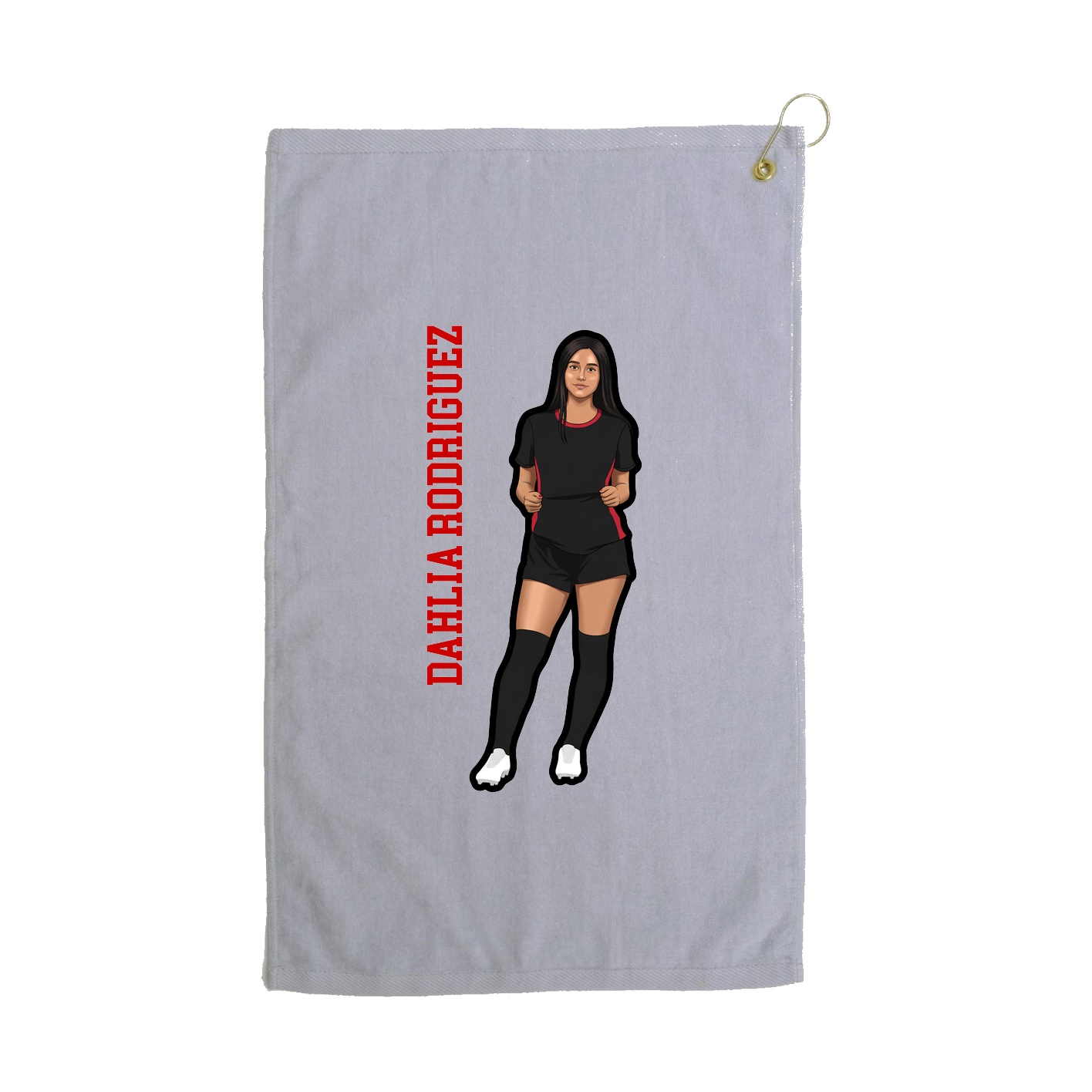 Golf Towel — Name Vertical in Grey