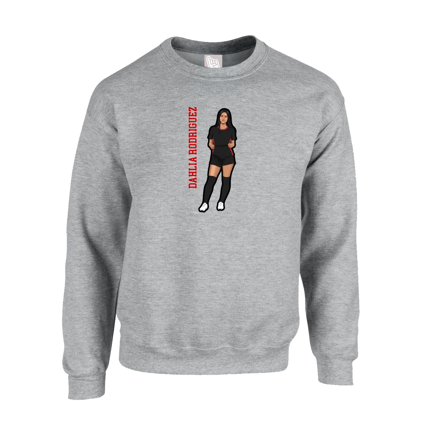 Fleece Crew — Name Vertical in Grey