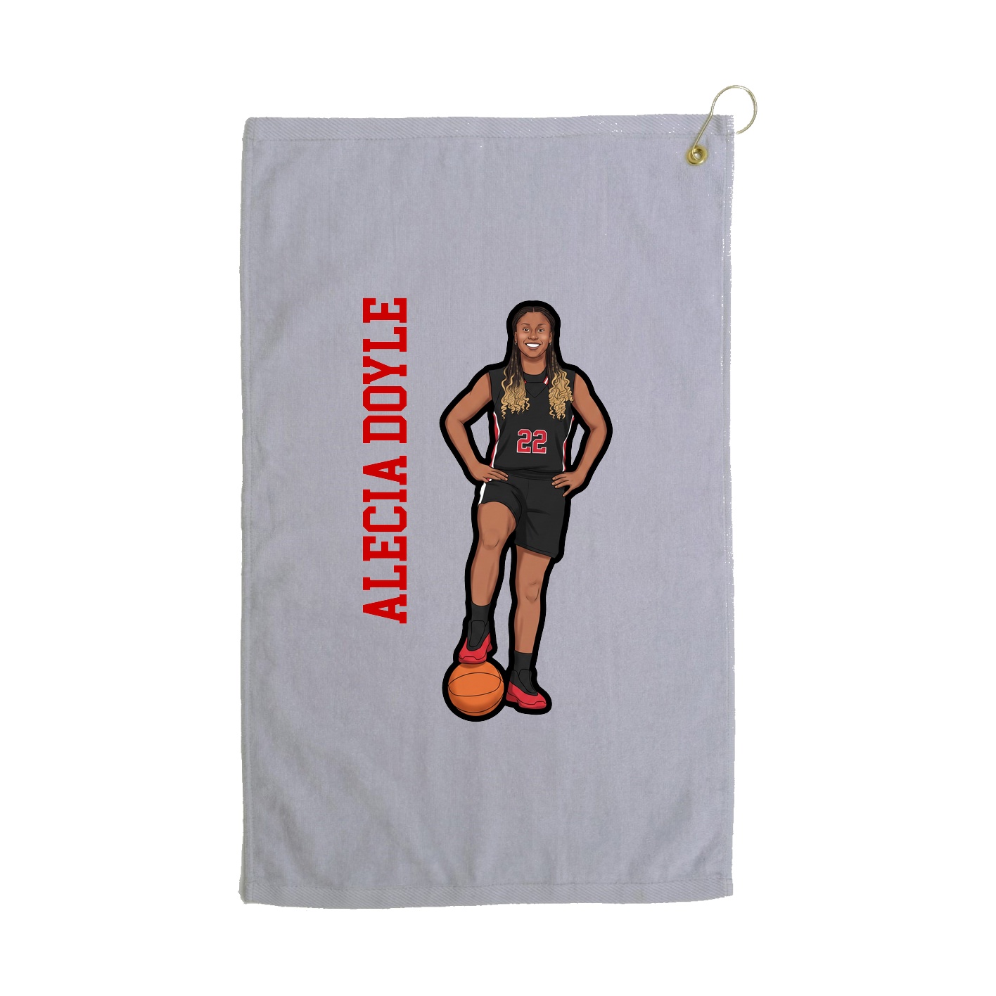 Golf Towel — Name Vertical in Grey