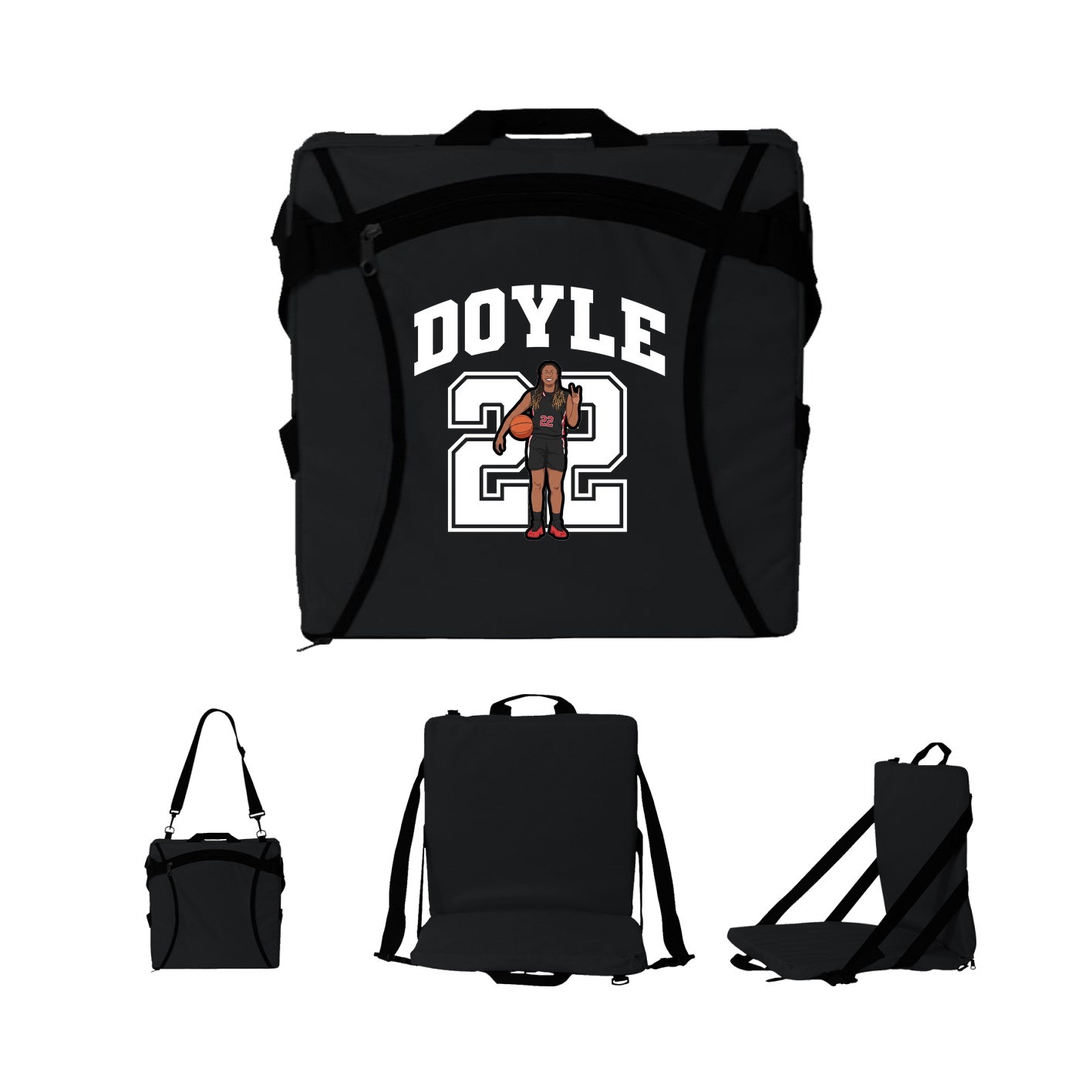 Folding Stadium Seat — Number in Black