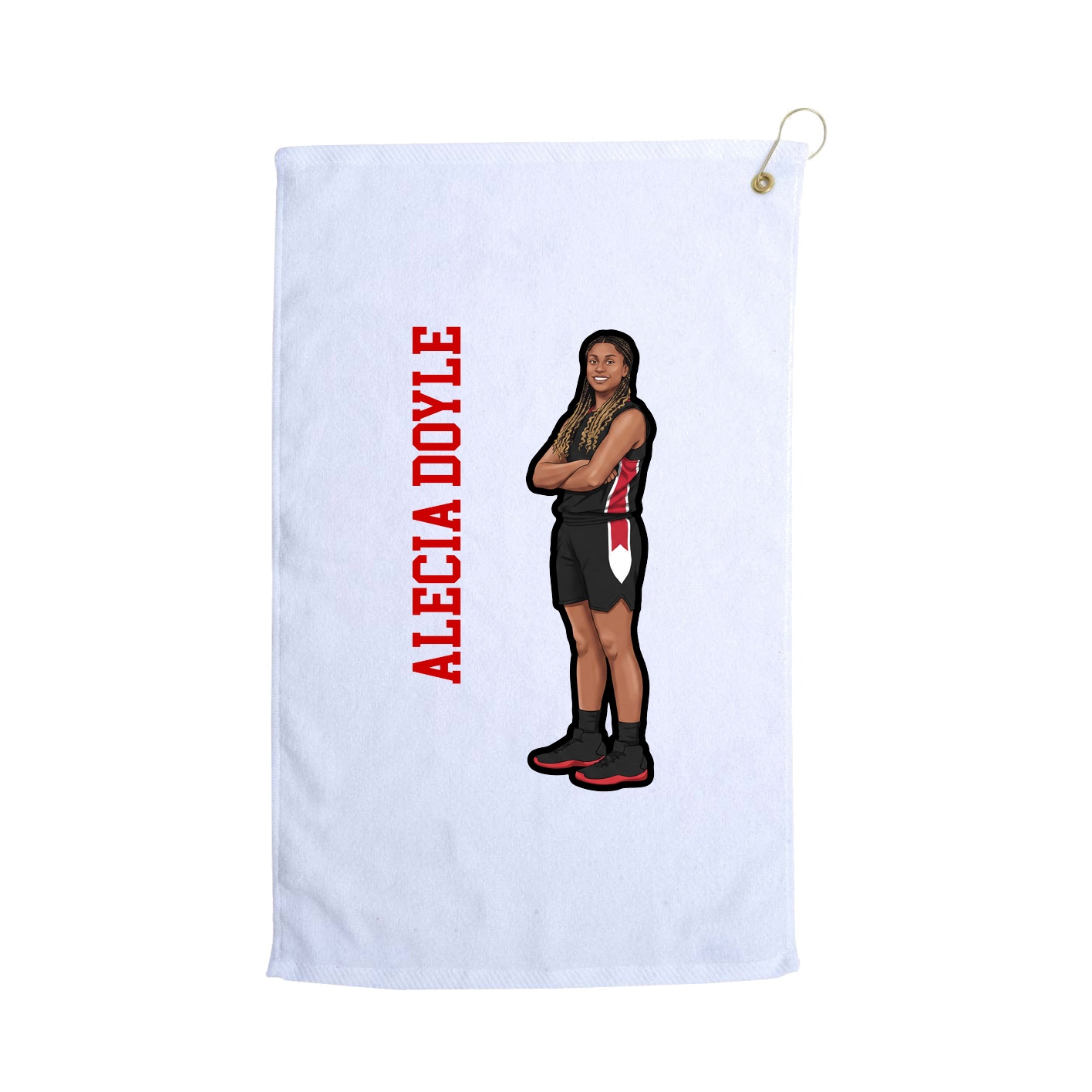 Golf Towel — Name Vertical in White