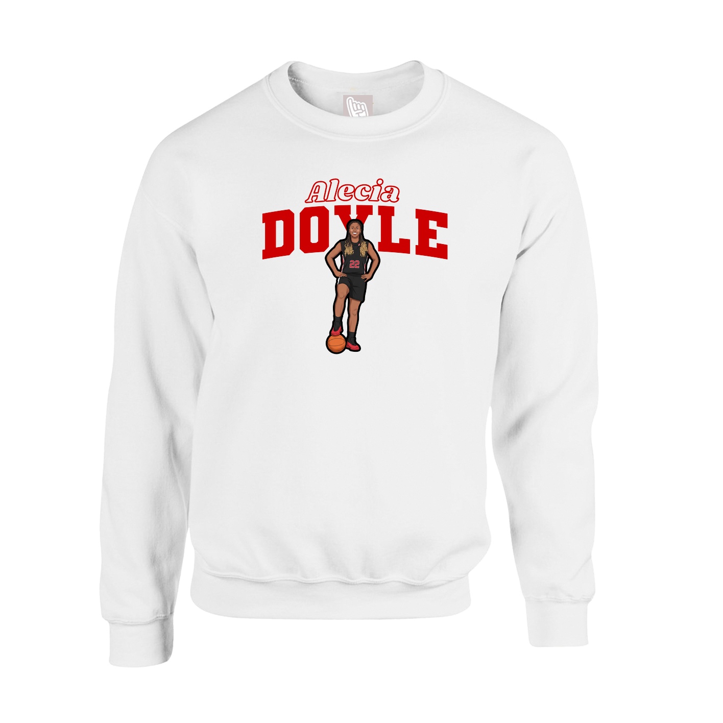 Fleece Crew — Name Arch in White