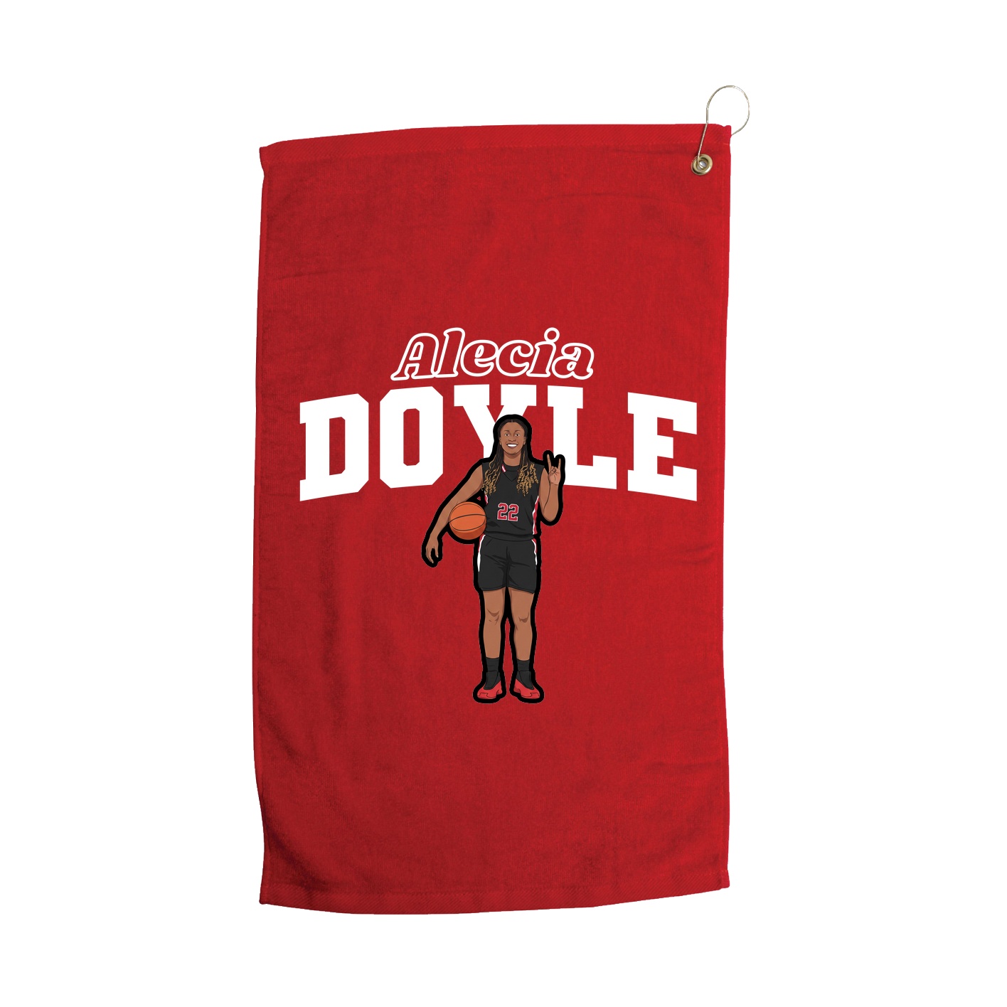Golf Towel — Name Arch in Red