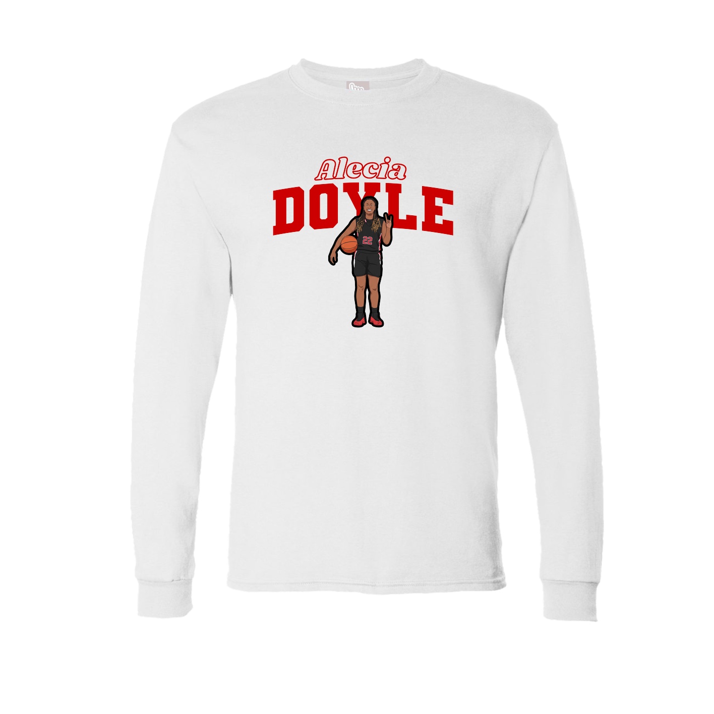 Long Sleeve Tee — Name Arch in White
