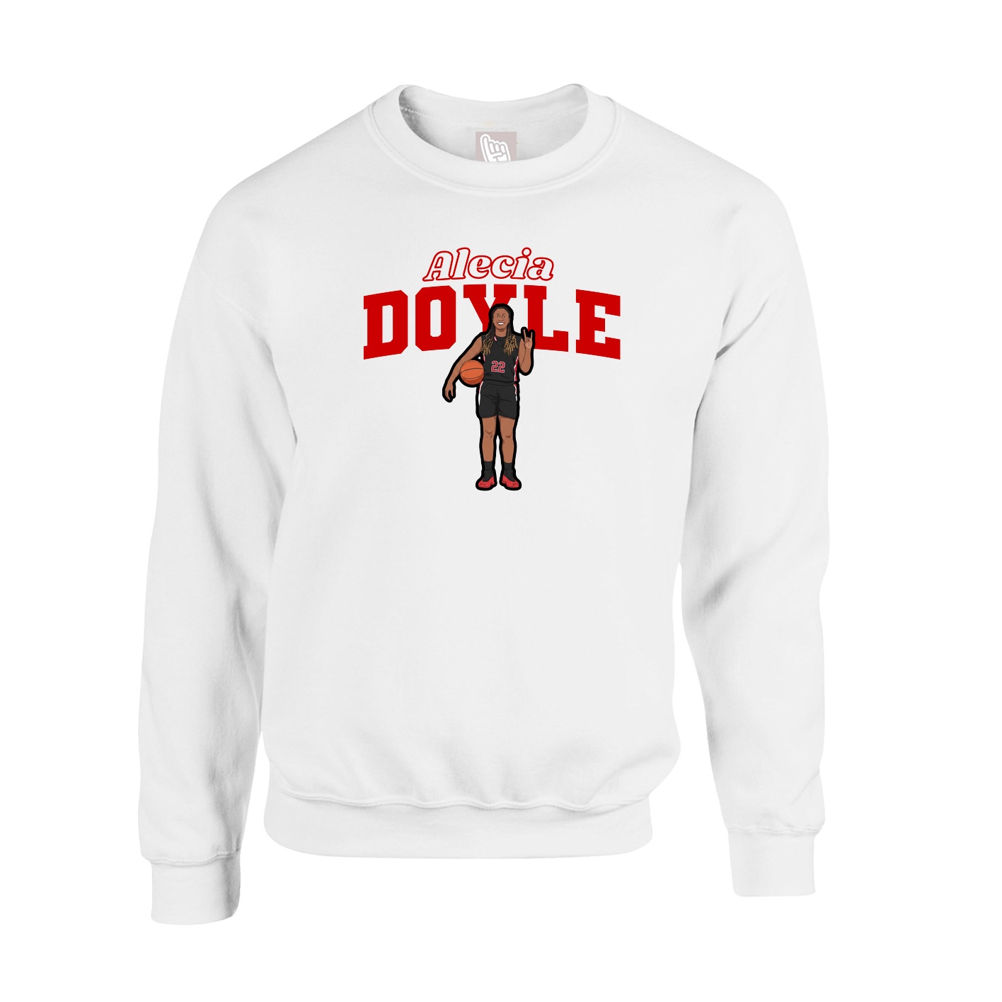Fleece Crew — Name Arch in White