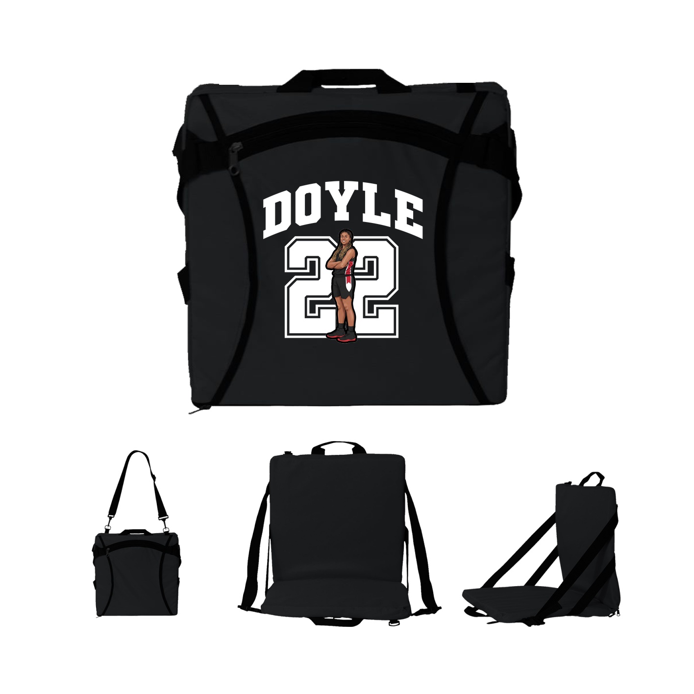 Folding Stadium Seat — Number in Black