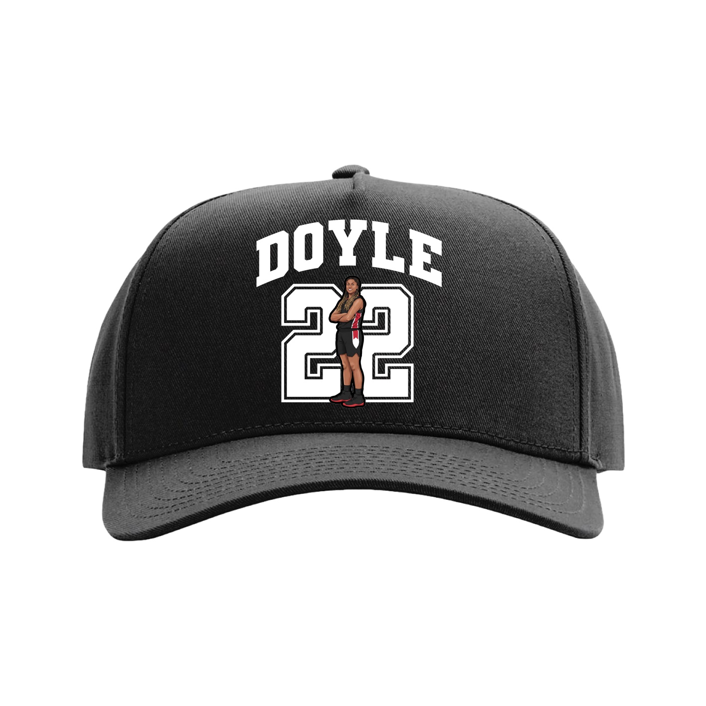 Full Fabric Five-Panel Champ Cap — Number in Black