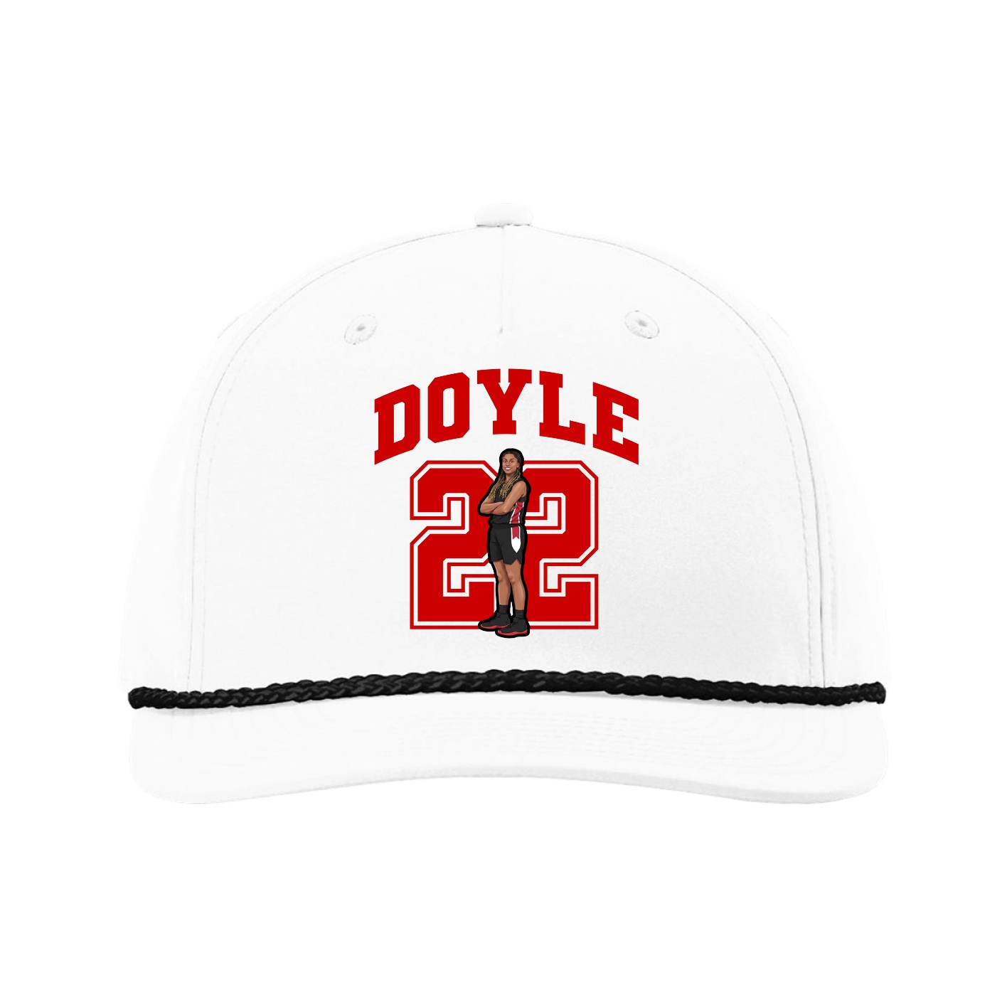 Five-Panel Classic Rope Cap — Number in White