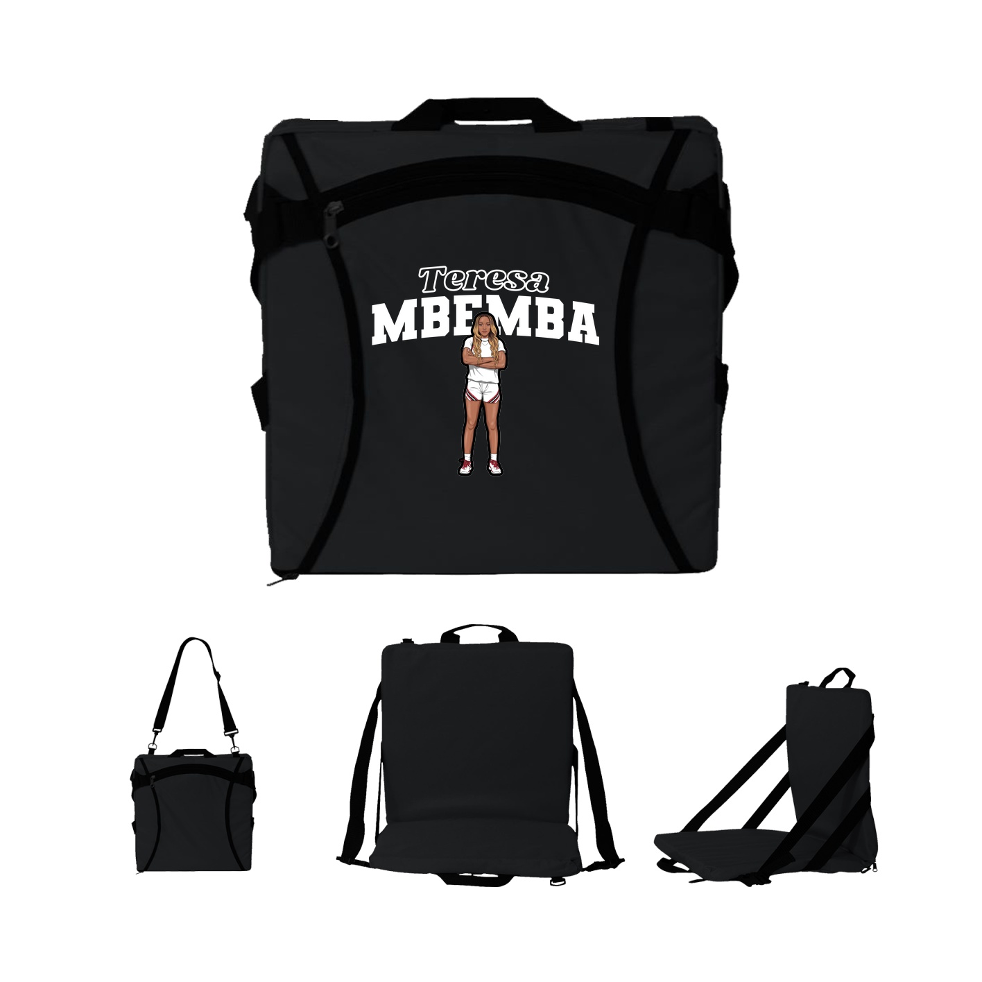 Folding Stadium Seat — Name Arch in Black