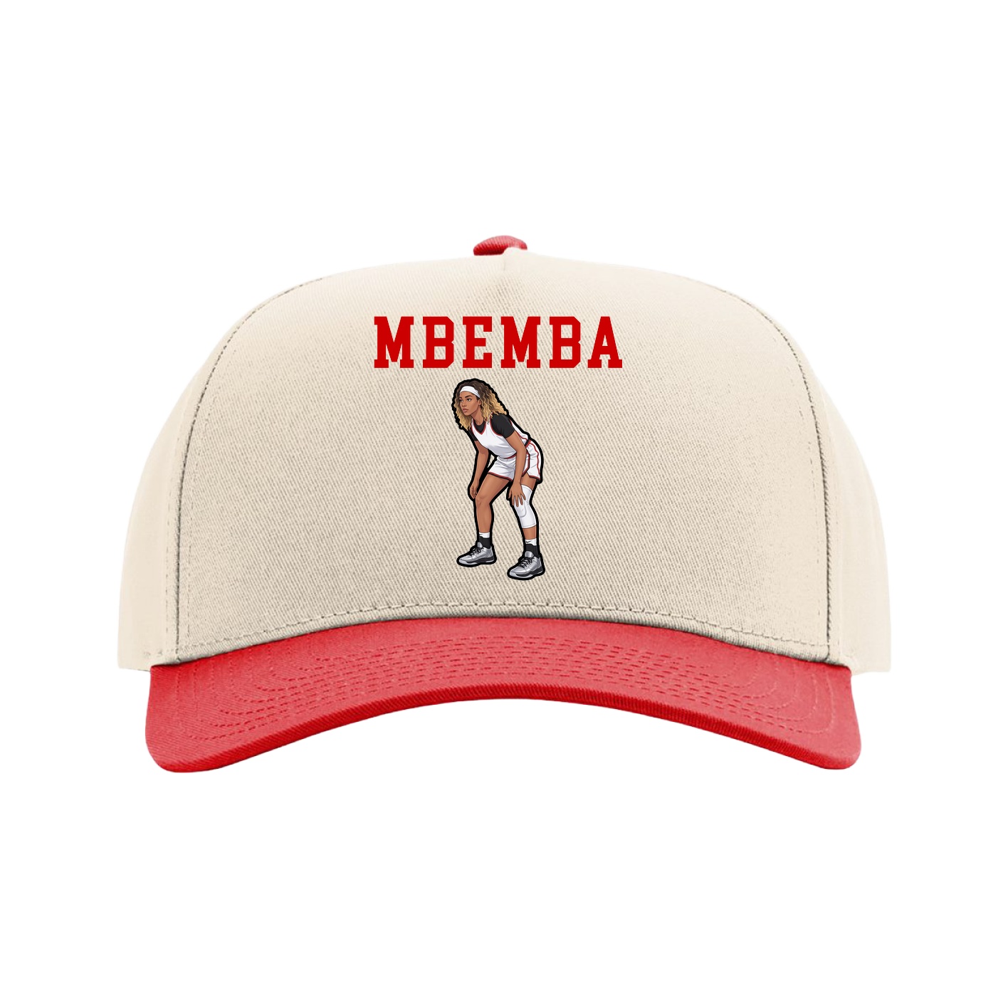 Full Fabric Five-Panel Champ Cap — Shirsey in Cream/Red