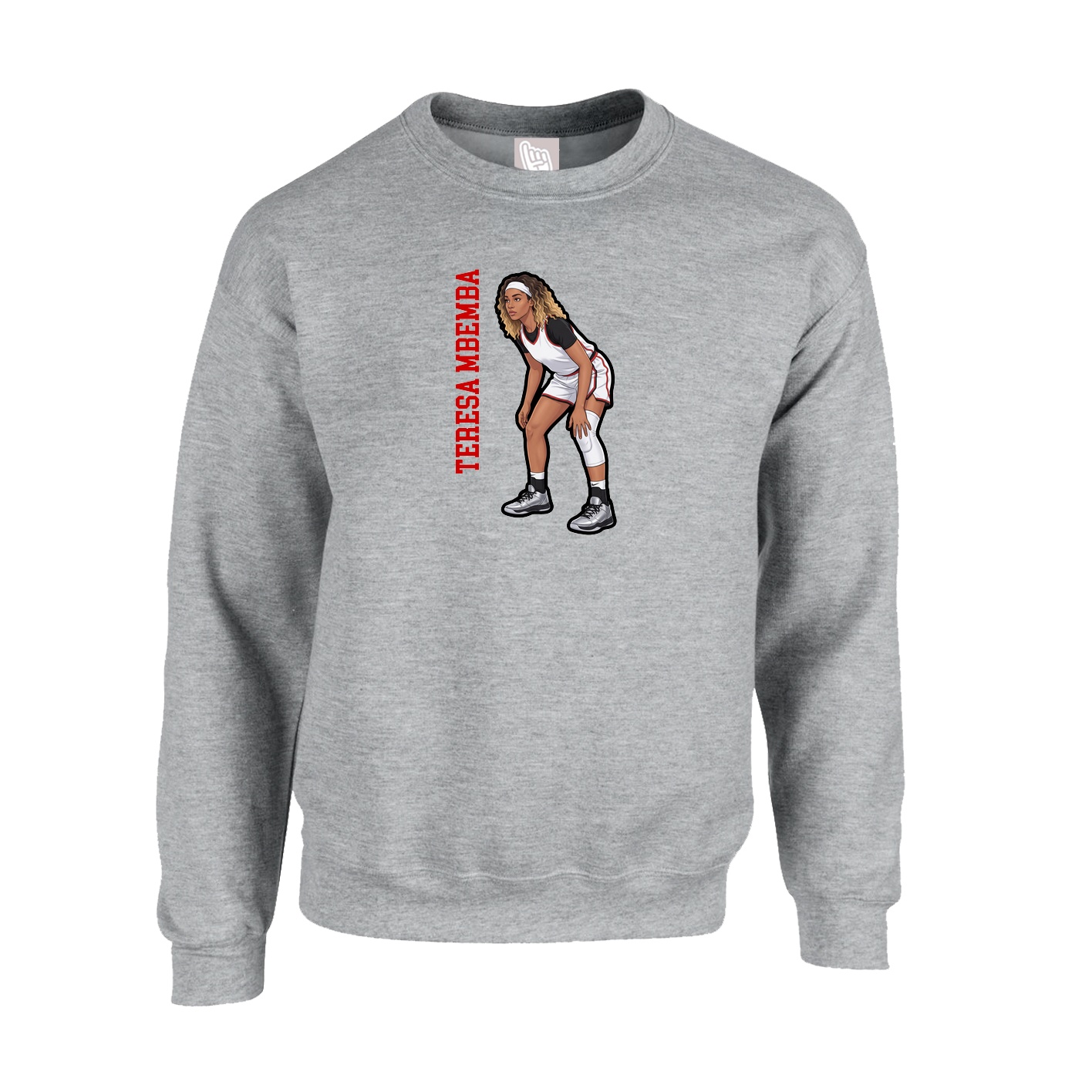 Fleece Crew — Name Vertical in Grey