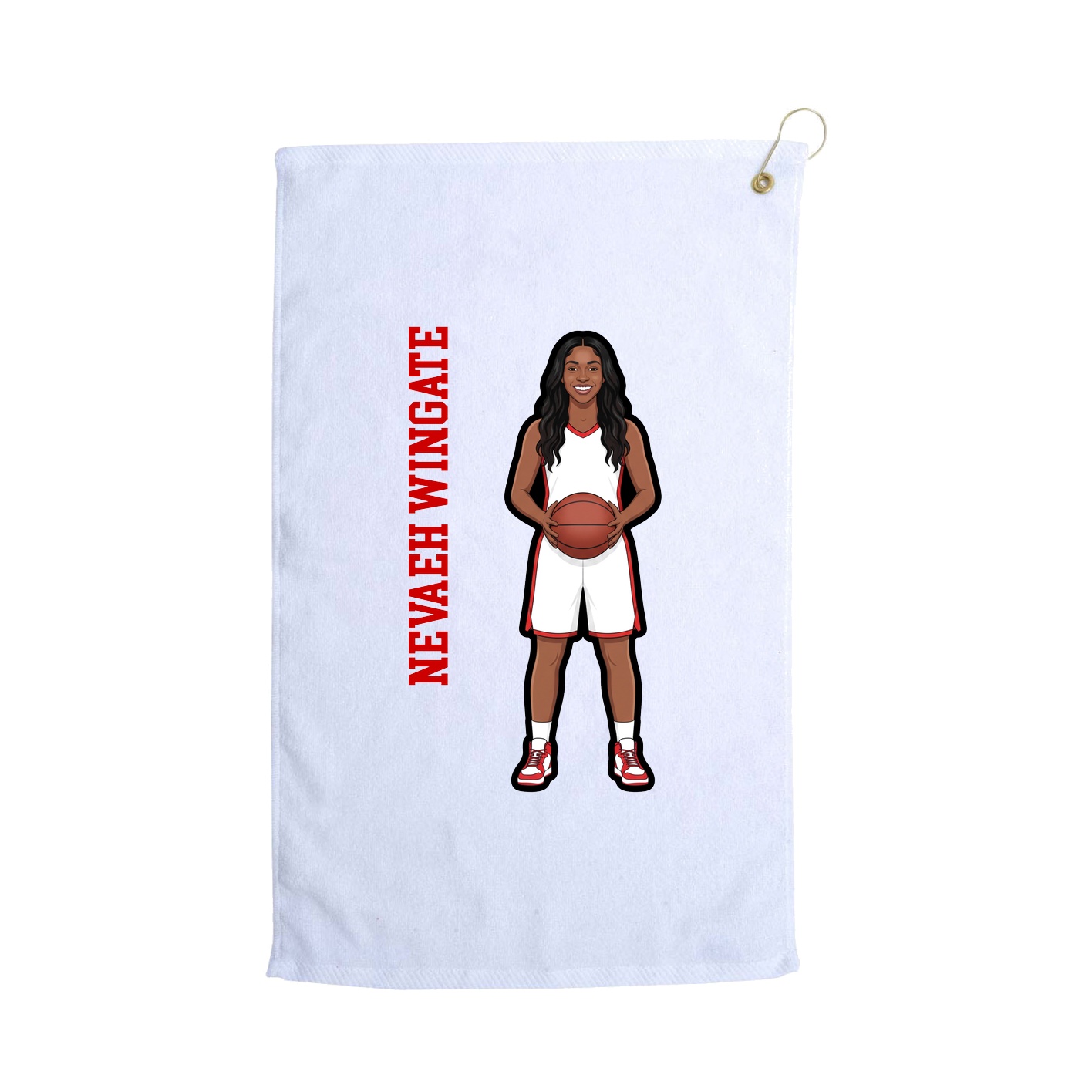 Golf Towel — Name Vertical in White