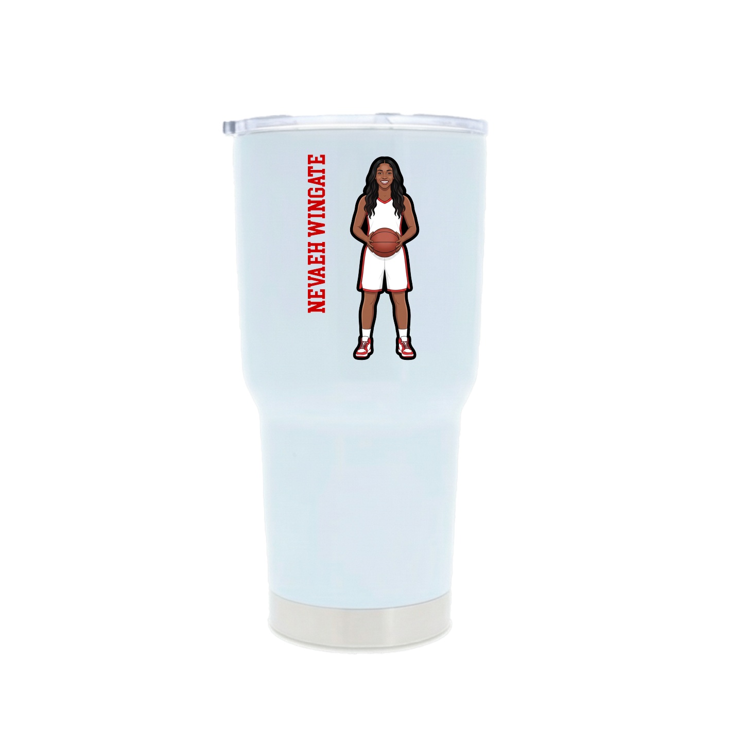 30oz Stainless Steel Tumbler — Name Vertical in White