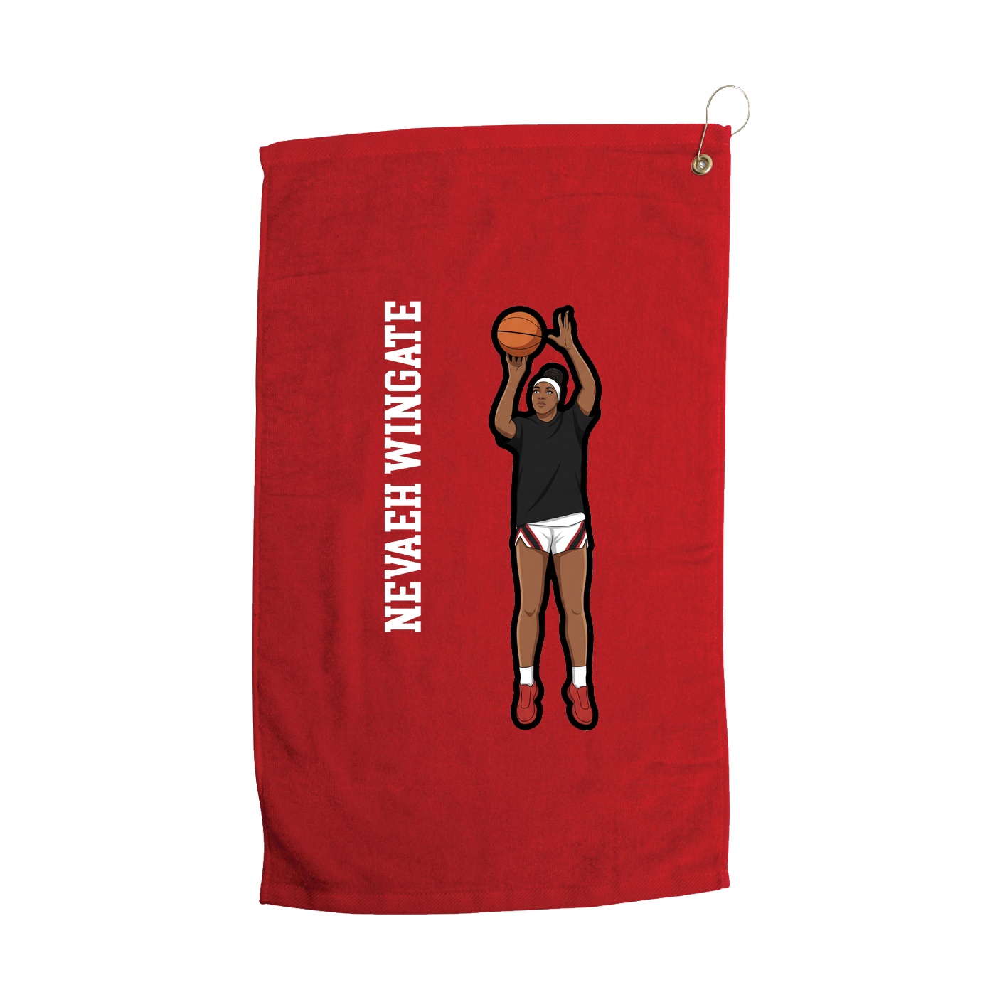 Golf Towel — Name Vertical in Red