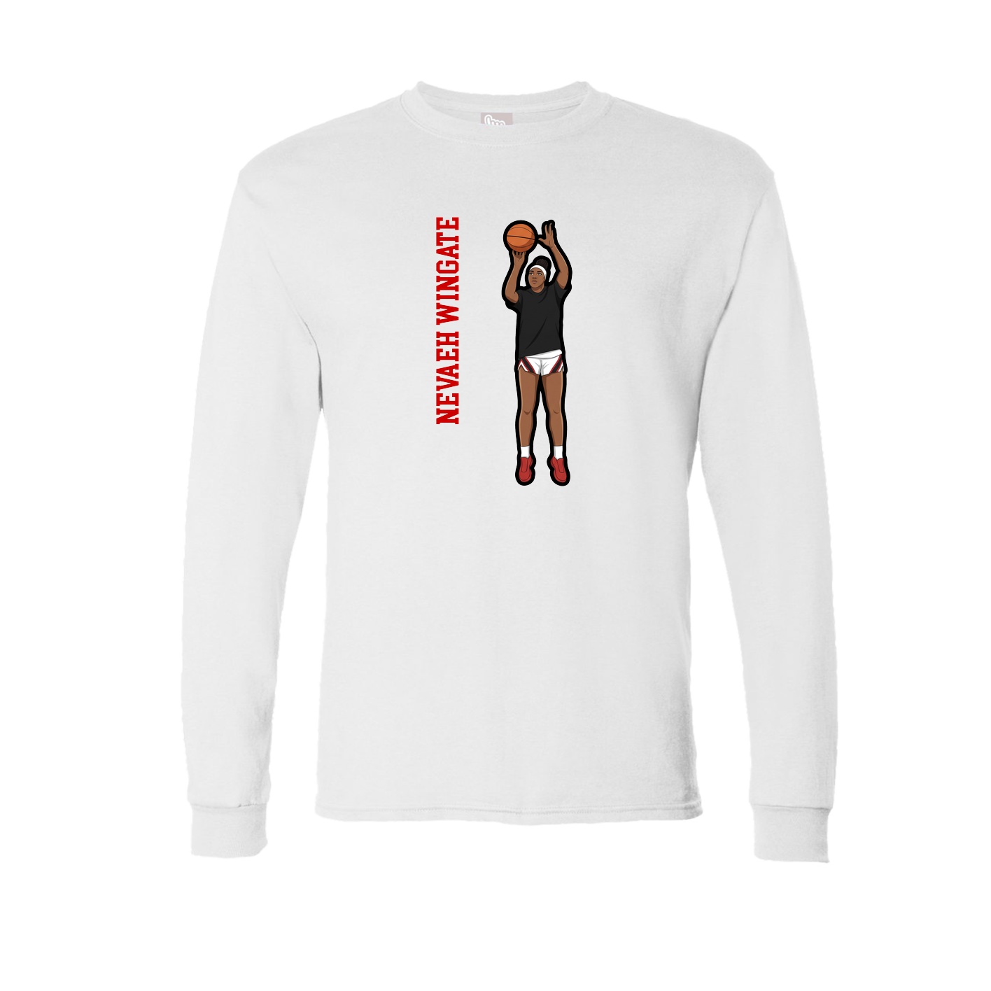 Long Sleeve Tee — Name Vertical in White