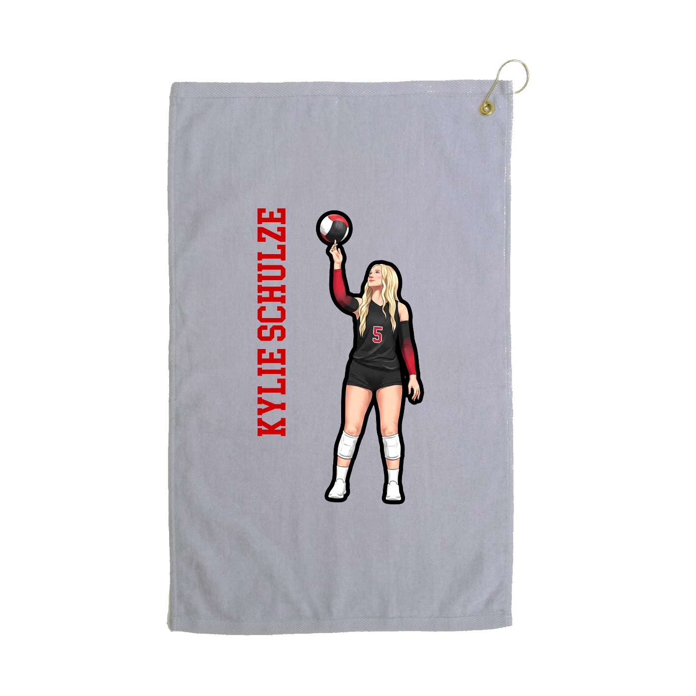 Golf Towel — Name Vertical in Grey