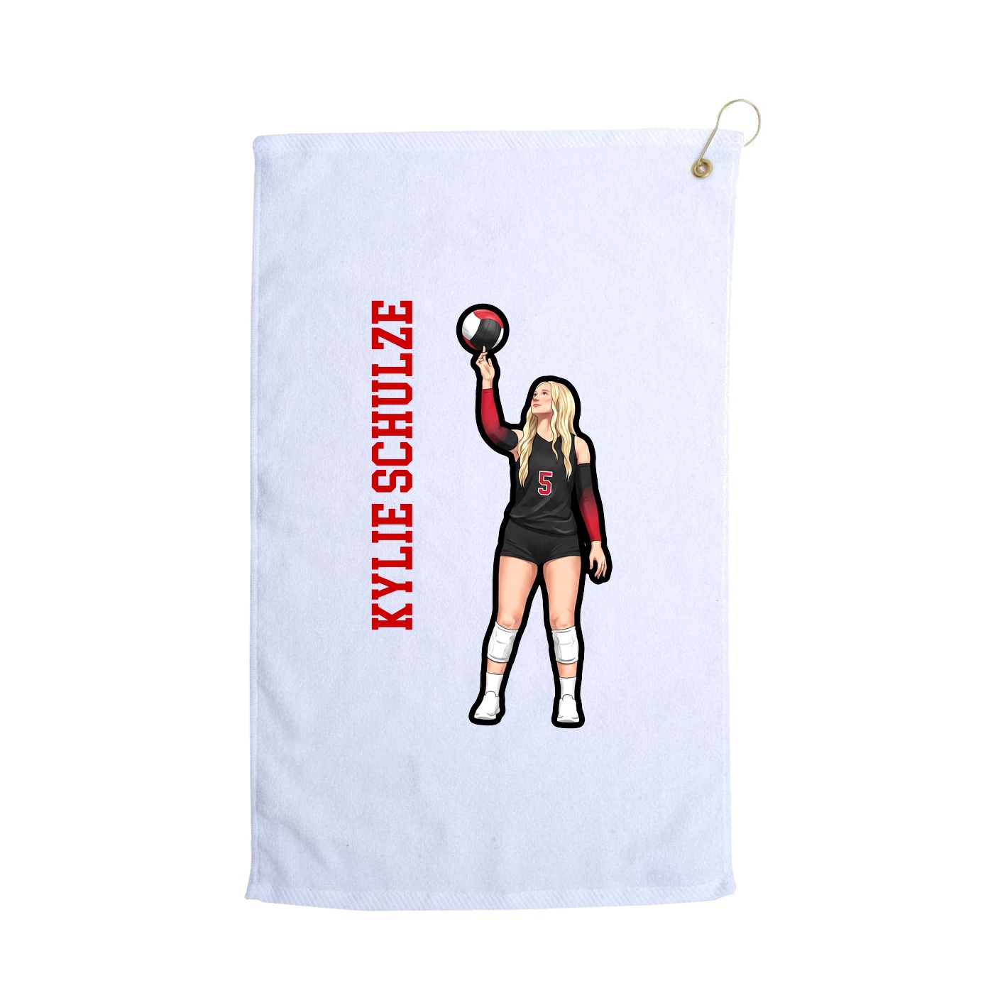Golf Towel — Name Vertical in White