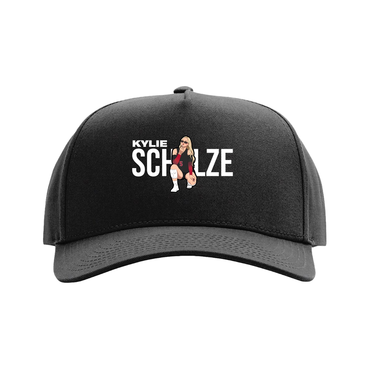 Full Fabric Five-Panel Champ Cap — Player Name in Black