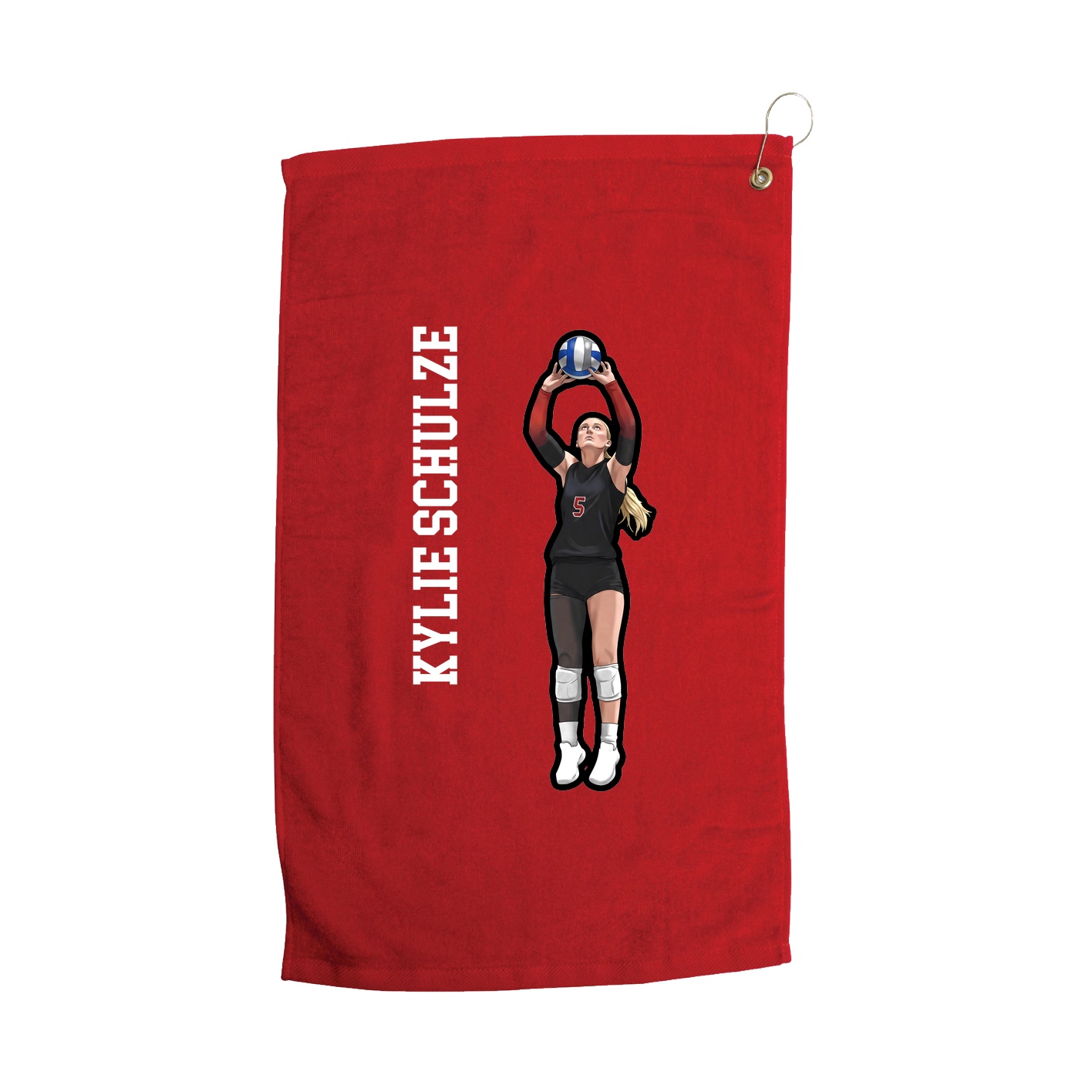Golf Towel — Name Vertical in Red