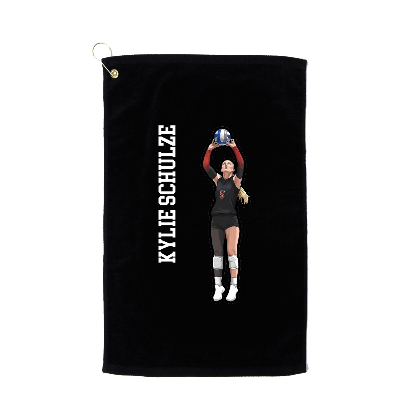 Golf Towel — Name Vertical in Black