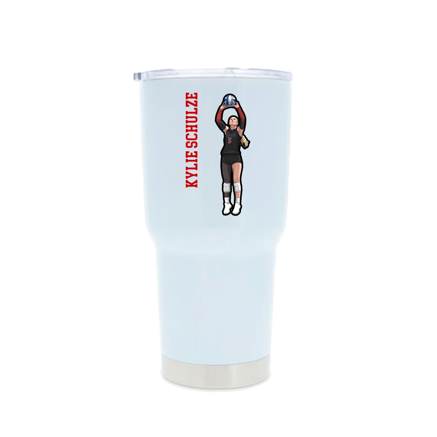 30oz Stainless Steel Tumbler — Name Vertical in White