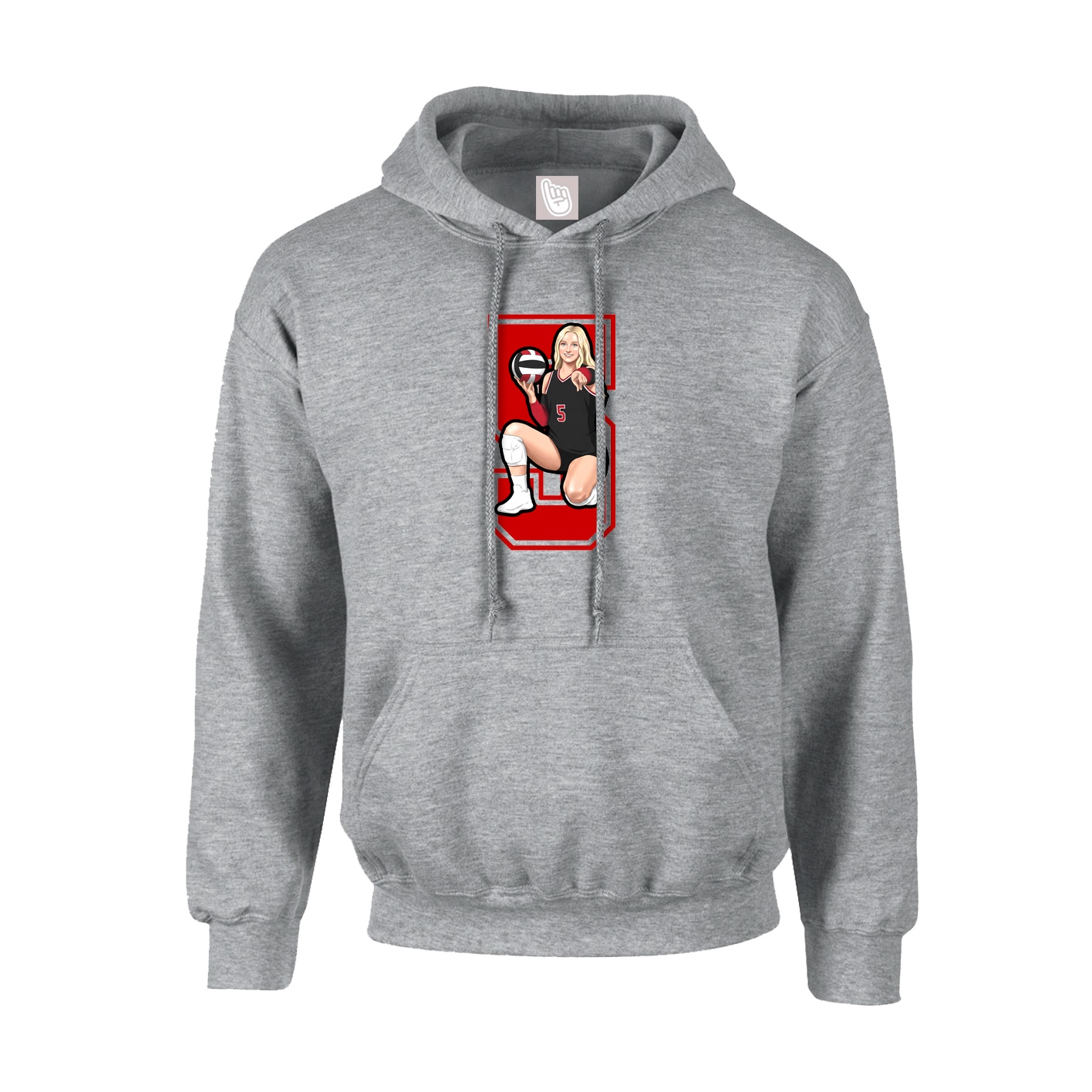 Youth Hoodie — Number in Grey